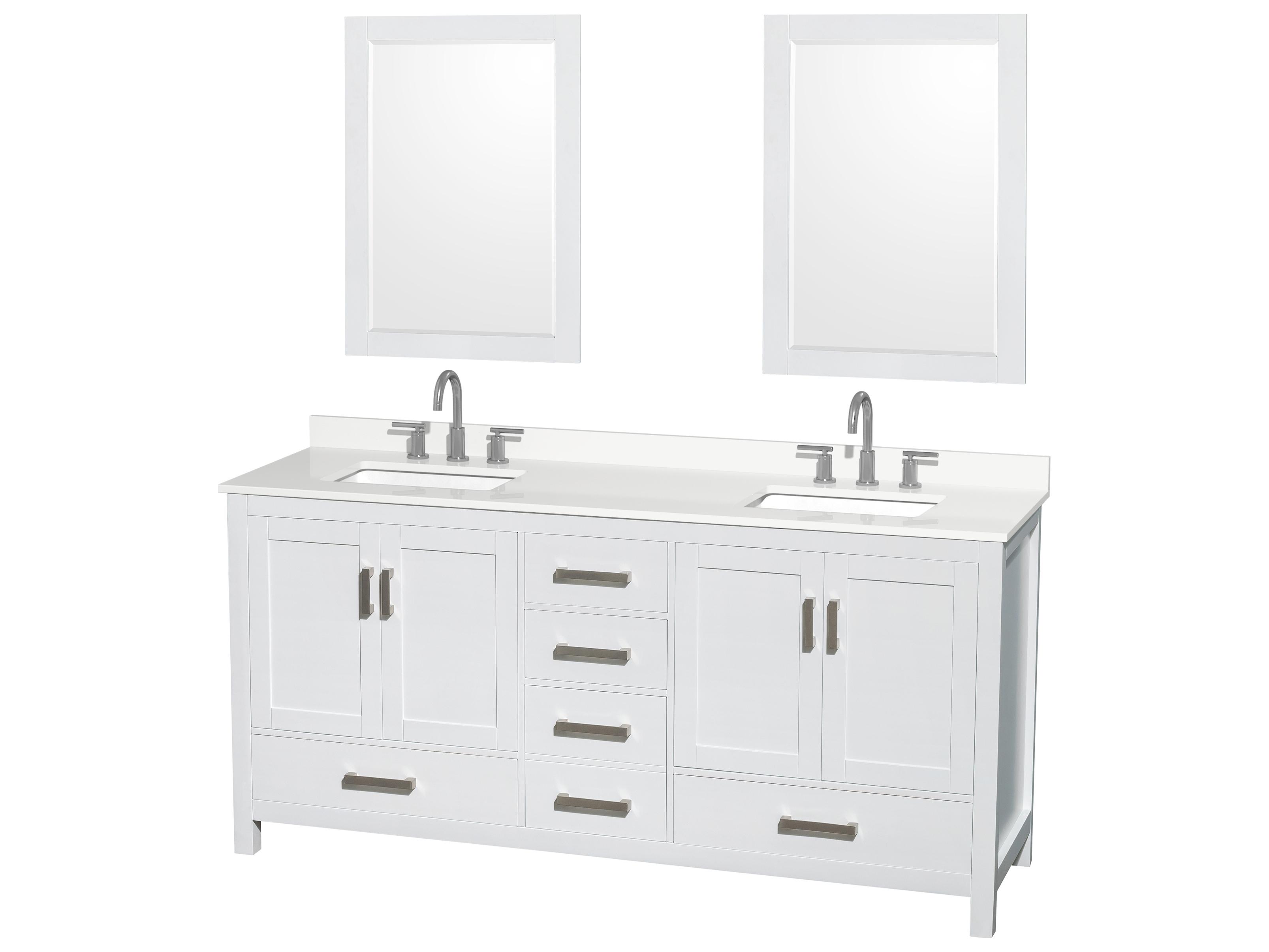 Wyndham Collection Sheffield 72" White Vanity with 24" Mirror