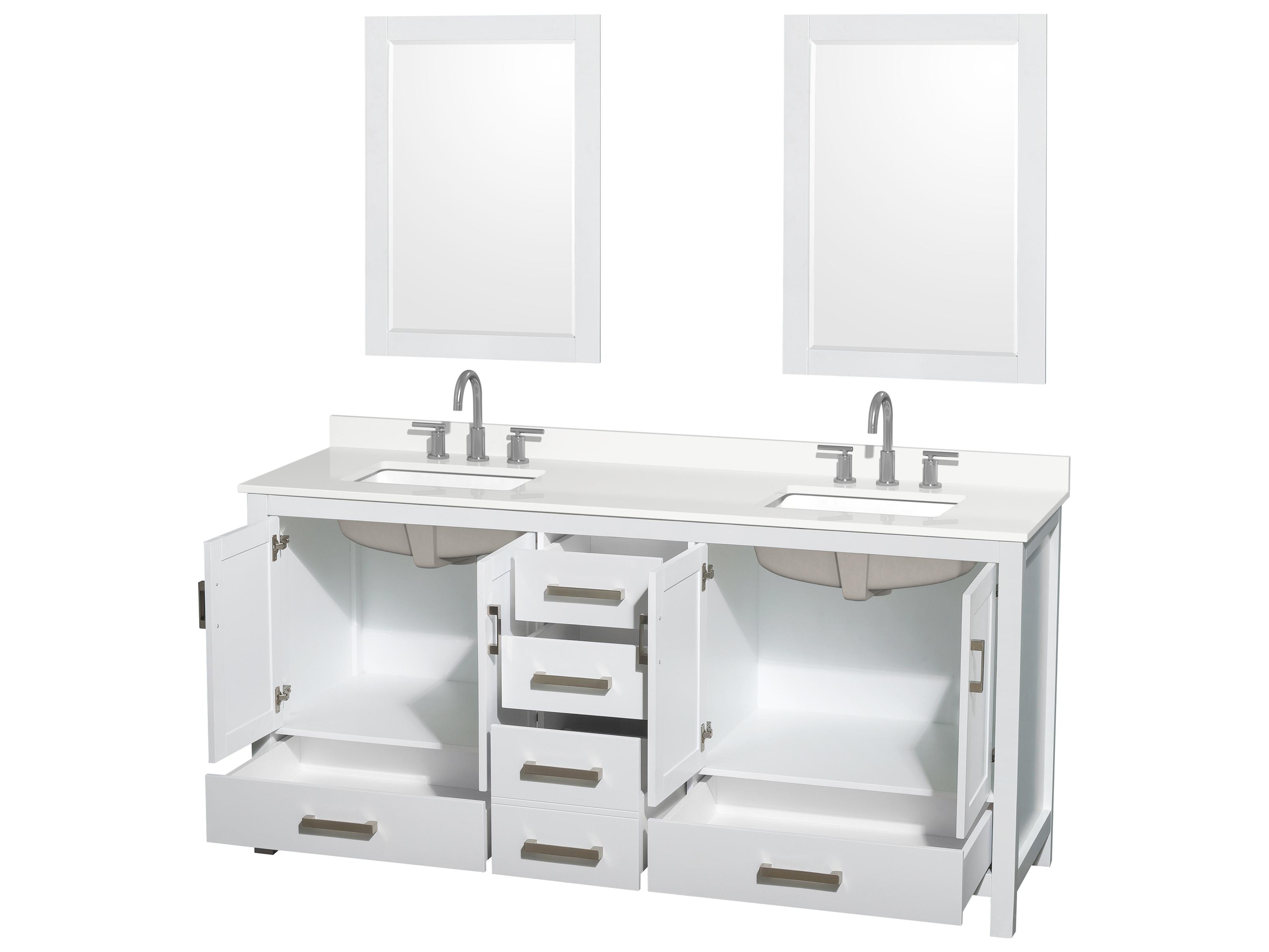 Wyndham Collection Sheffield 72" White Vanity with 24" Mirror