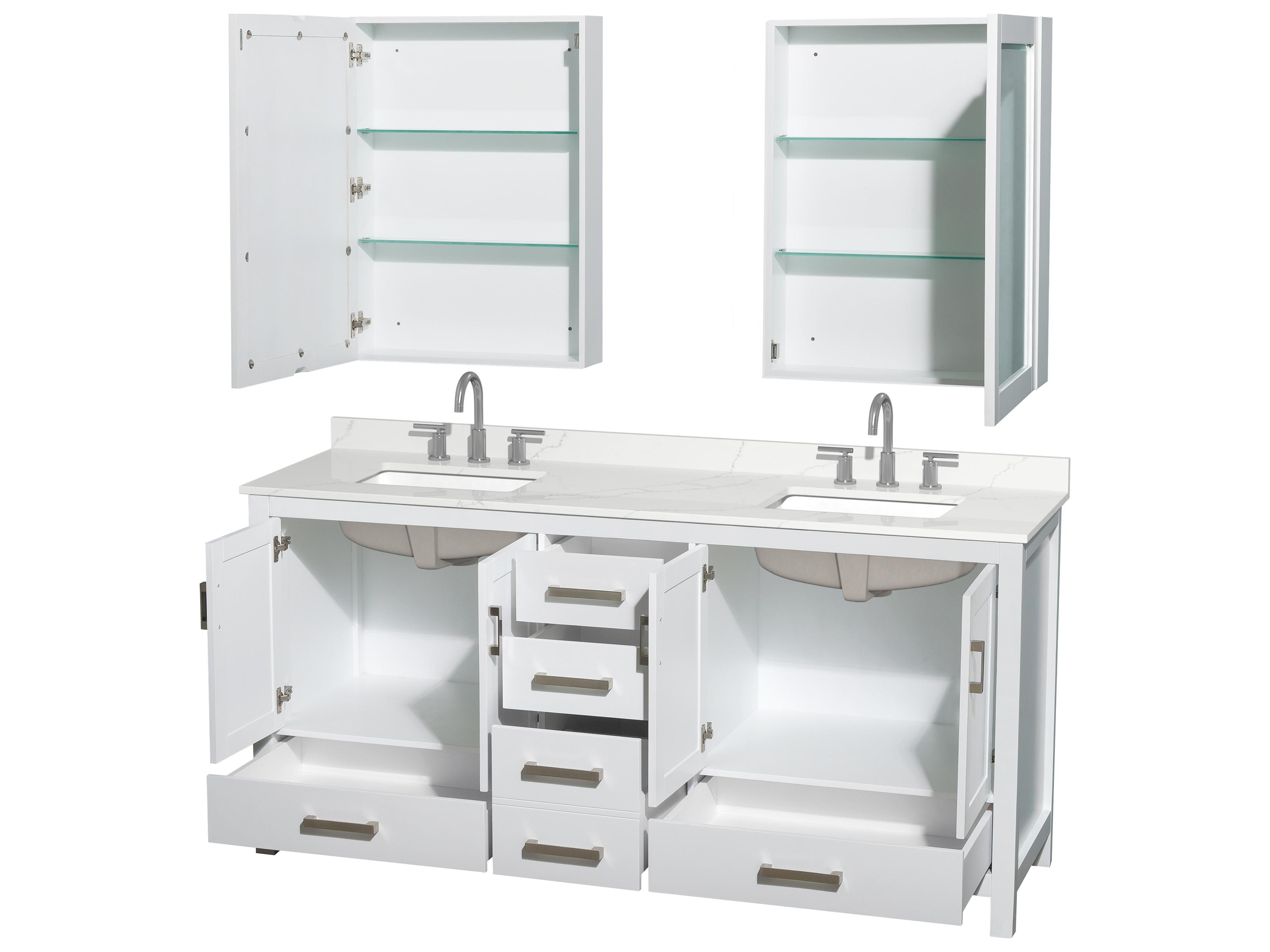 Wyndham Collection Sheffield 72" White Vanity with Medicine Cabinet