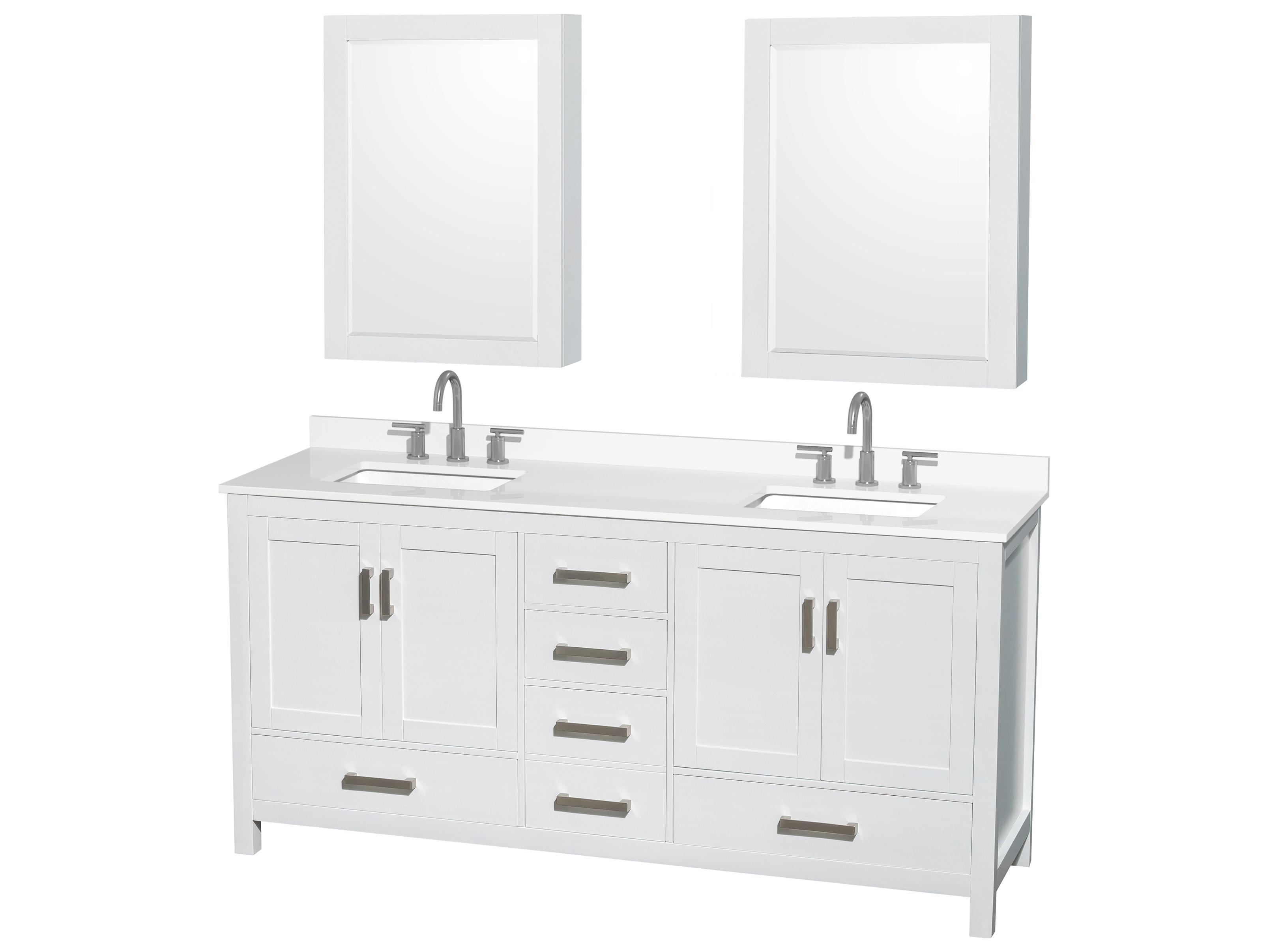 Wyndham Collection Sheffield 72" White Vanity with Medicine Cabinet