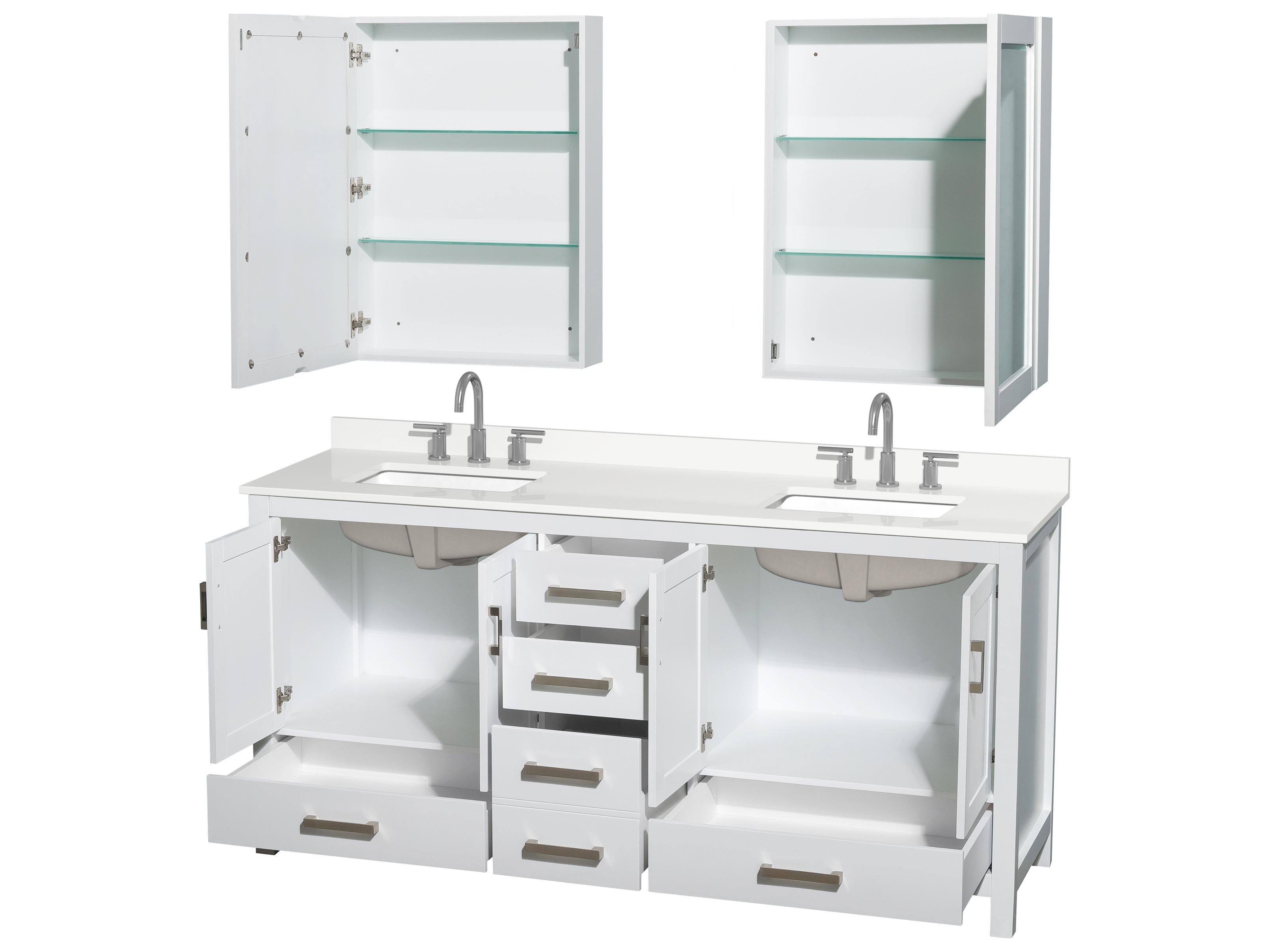 Wyndham Collection Sheffield 72" White Vanity with Medicine Cabinet