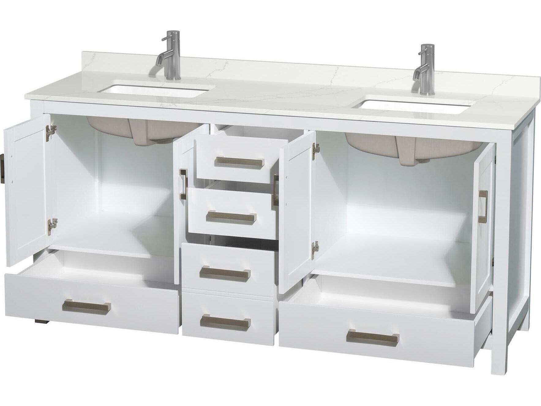 Wyndham Collection Sheffield 72" White Vanity with 24" Mirror