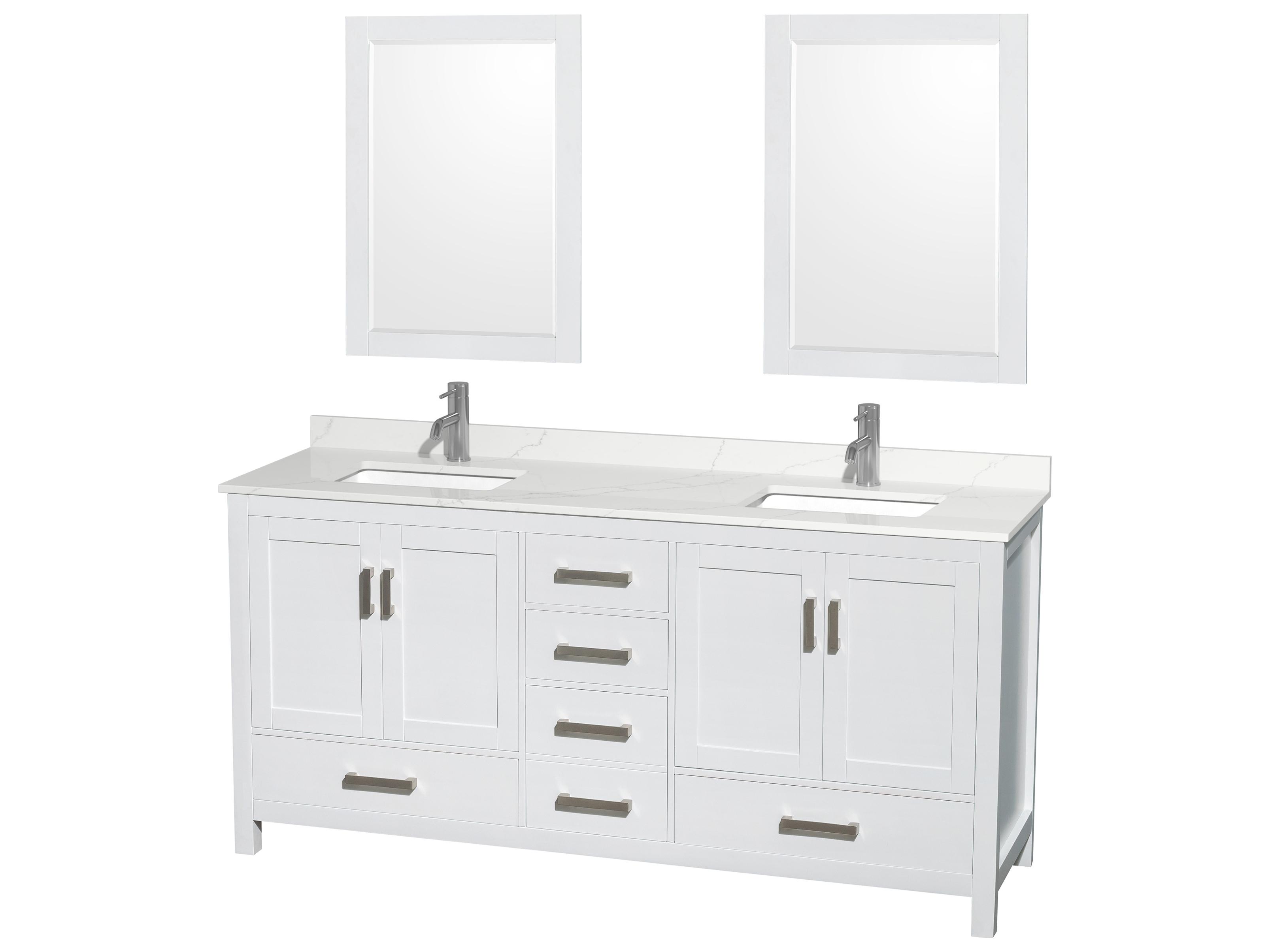 Wyndham Collection Sheffield 72" White Vanity with 24" Mirror