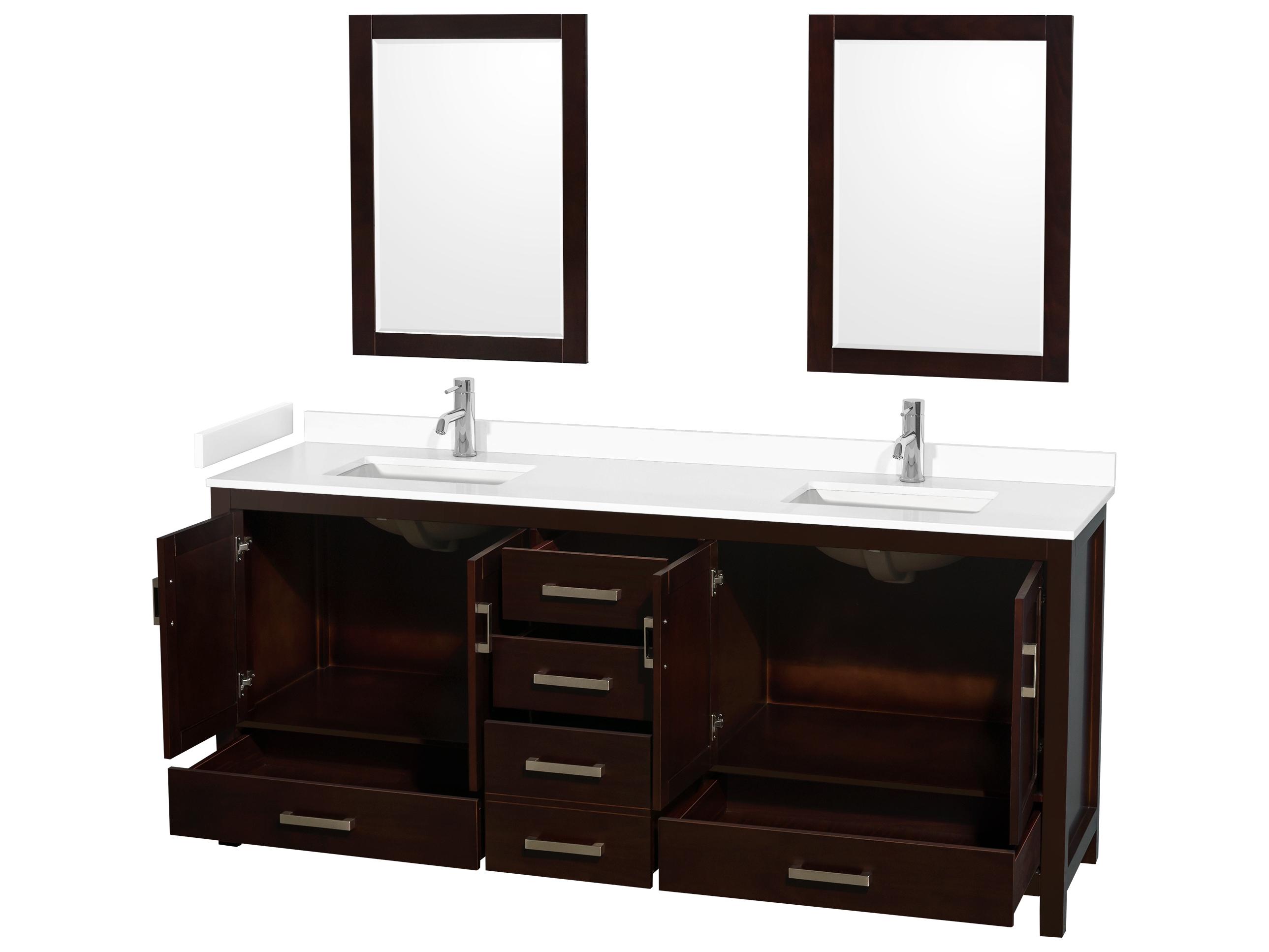Wyndham Collection Sheffield 80" Espresso Vanity with 24" Mirror