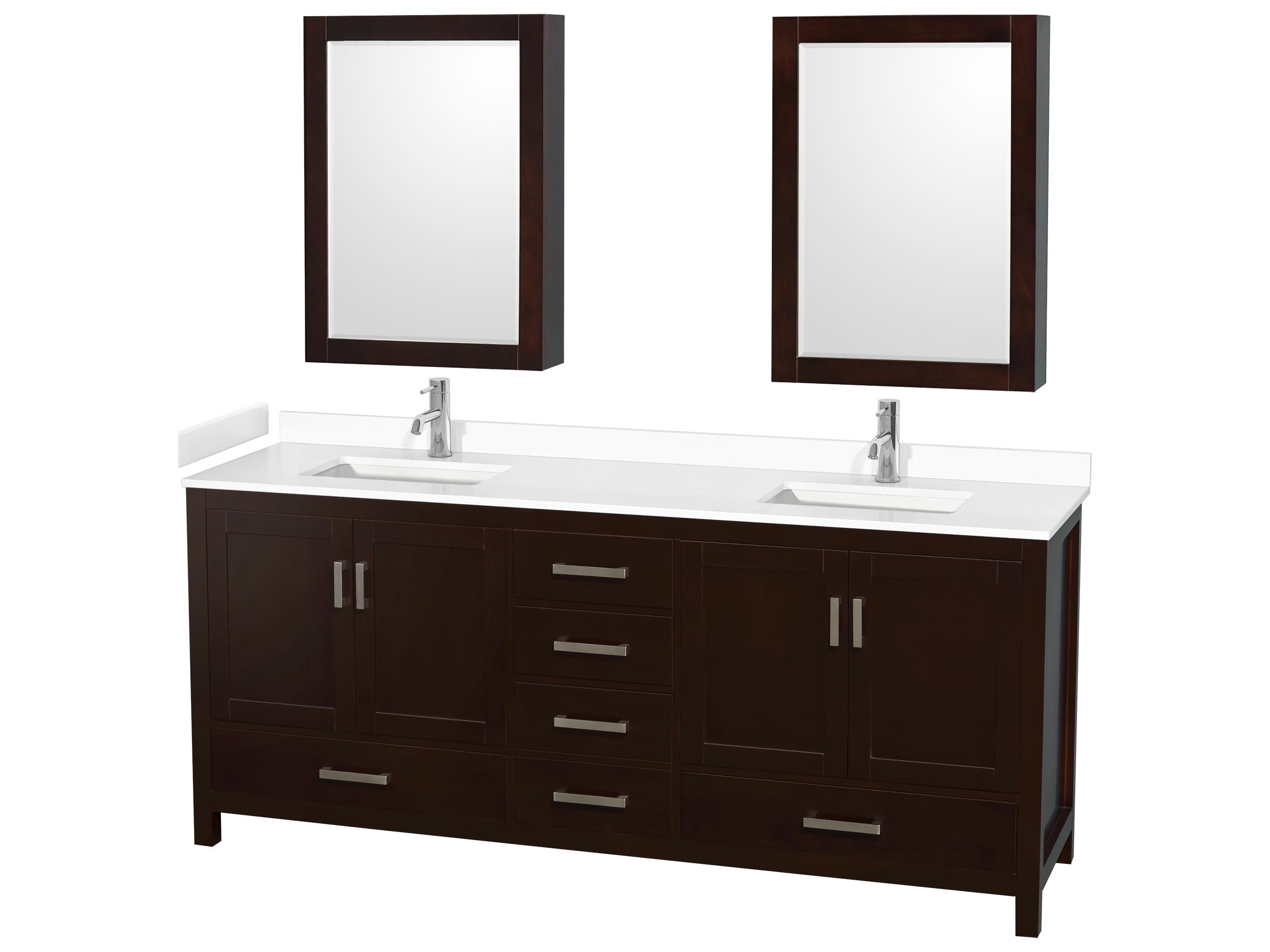 Wyndham Collection Sheffield 80" Espresso Vanity with Medicine Cabinet