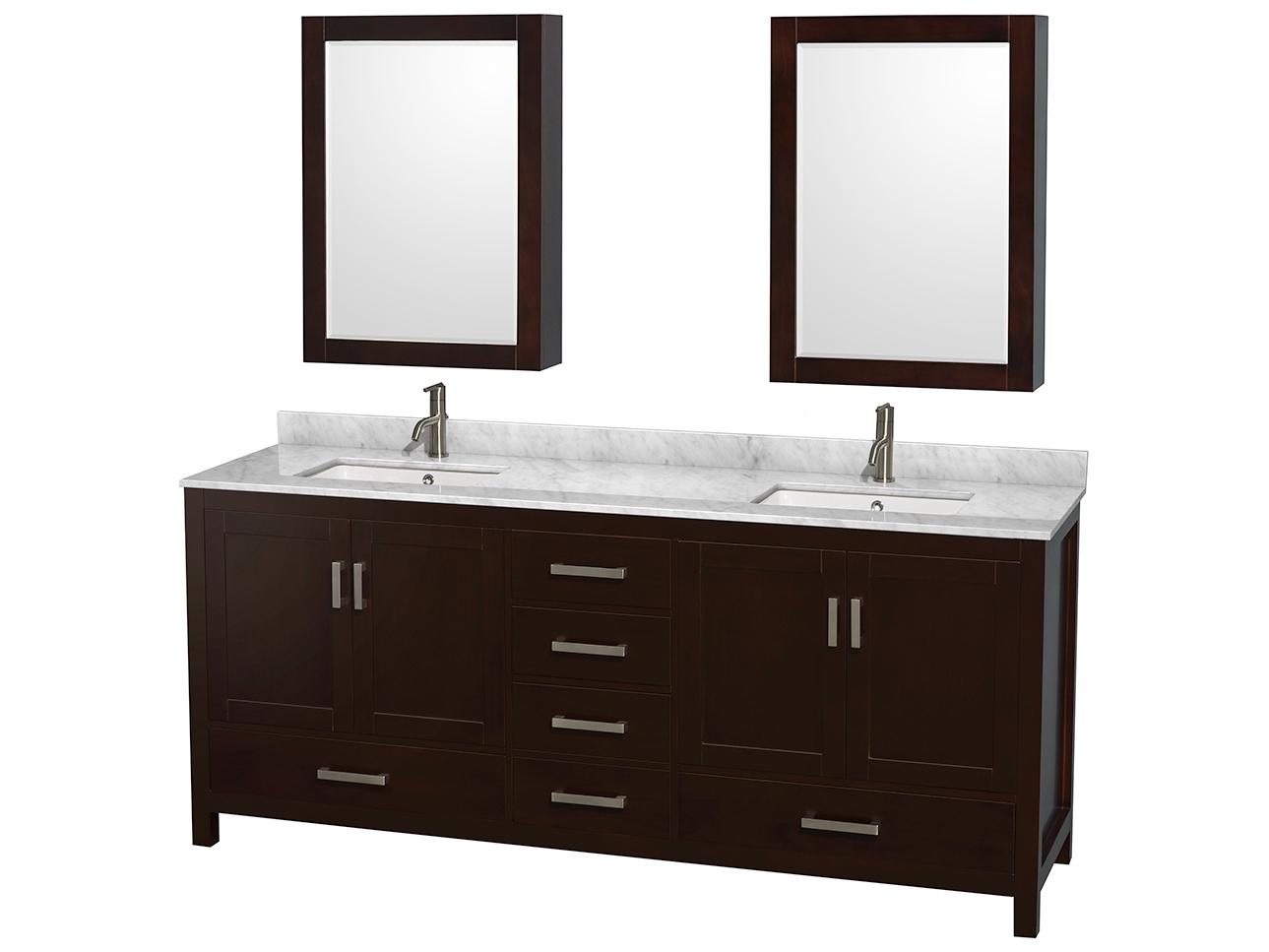 Wyndham Collection Sheffield 80" Espresso Vanity with Medicine Cabinet