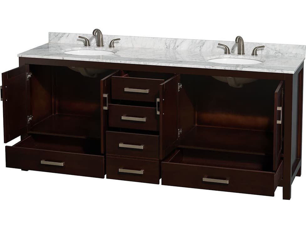 Wyndham Collection Sheffield 80" Espresso Vanity