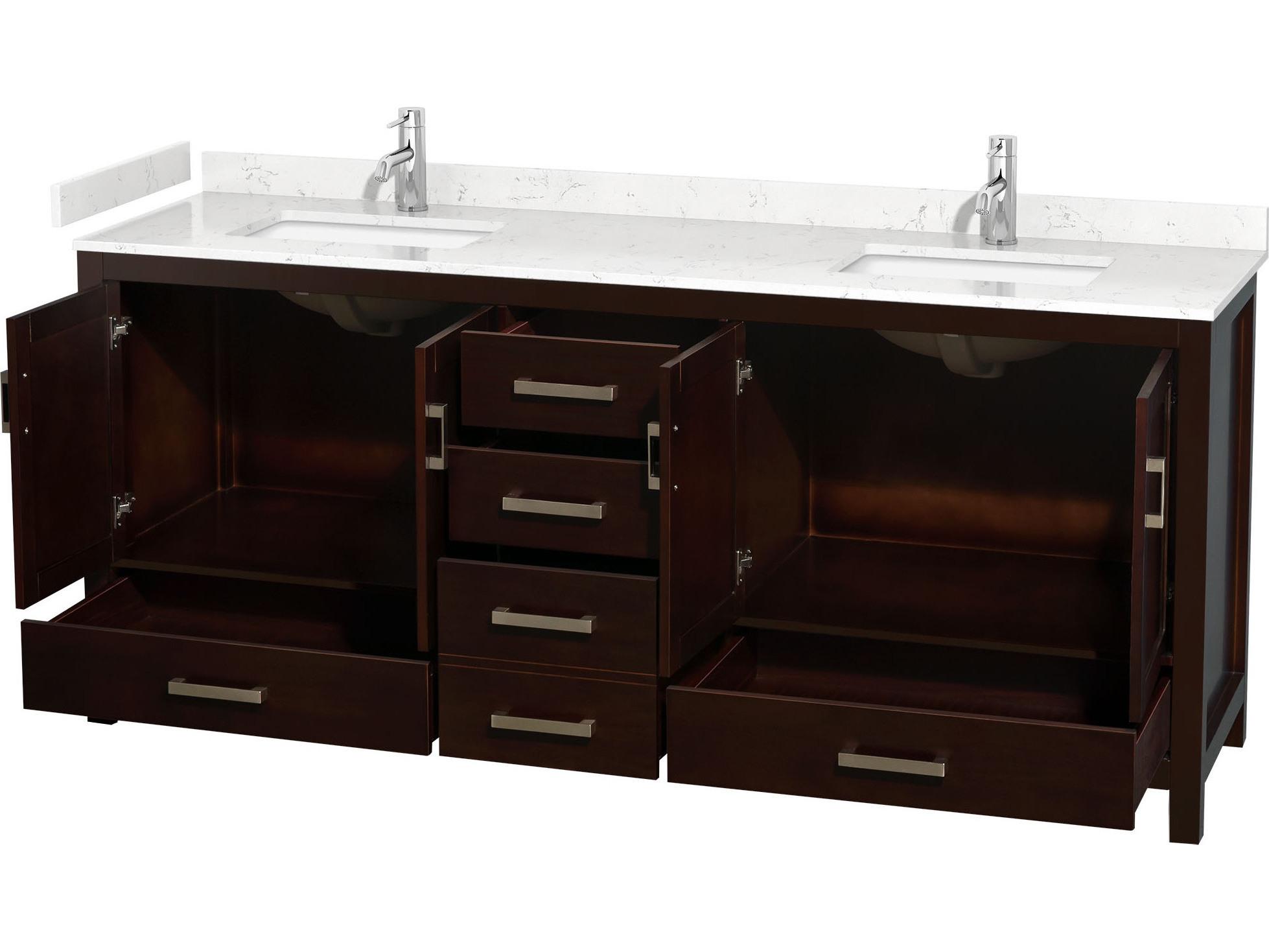 Wyndham Collection Sheffield 80" Espresso Vanity