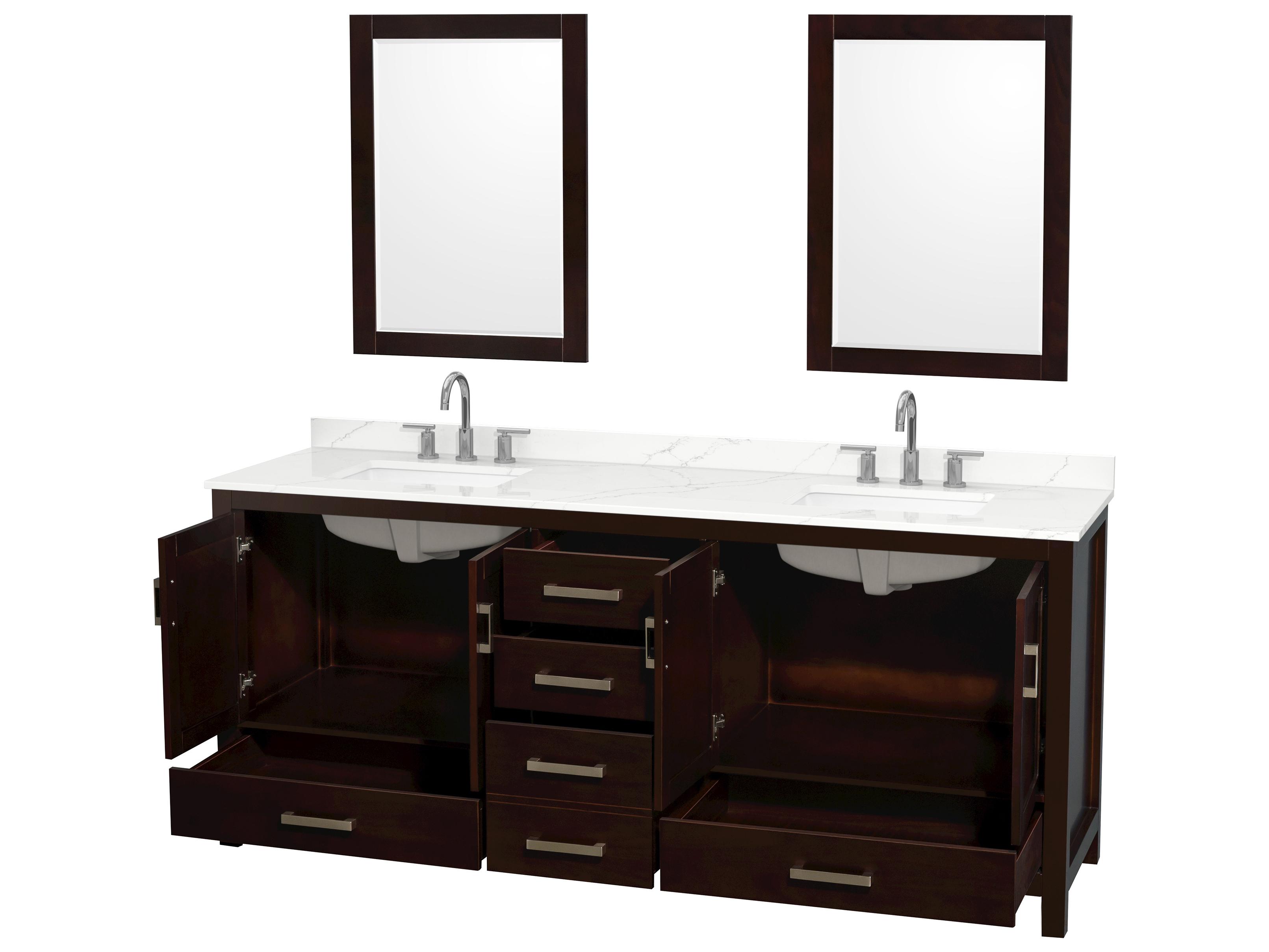 Wyndham Collection Sheffield 80" Espresso Vanity with 24" Mirror