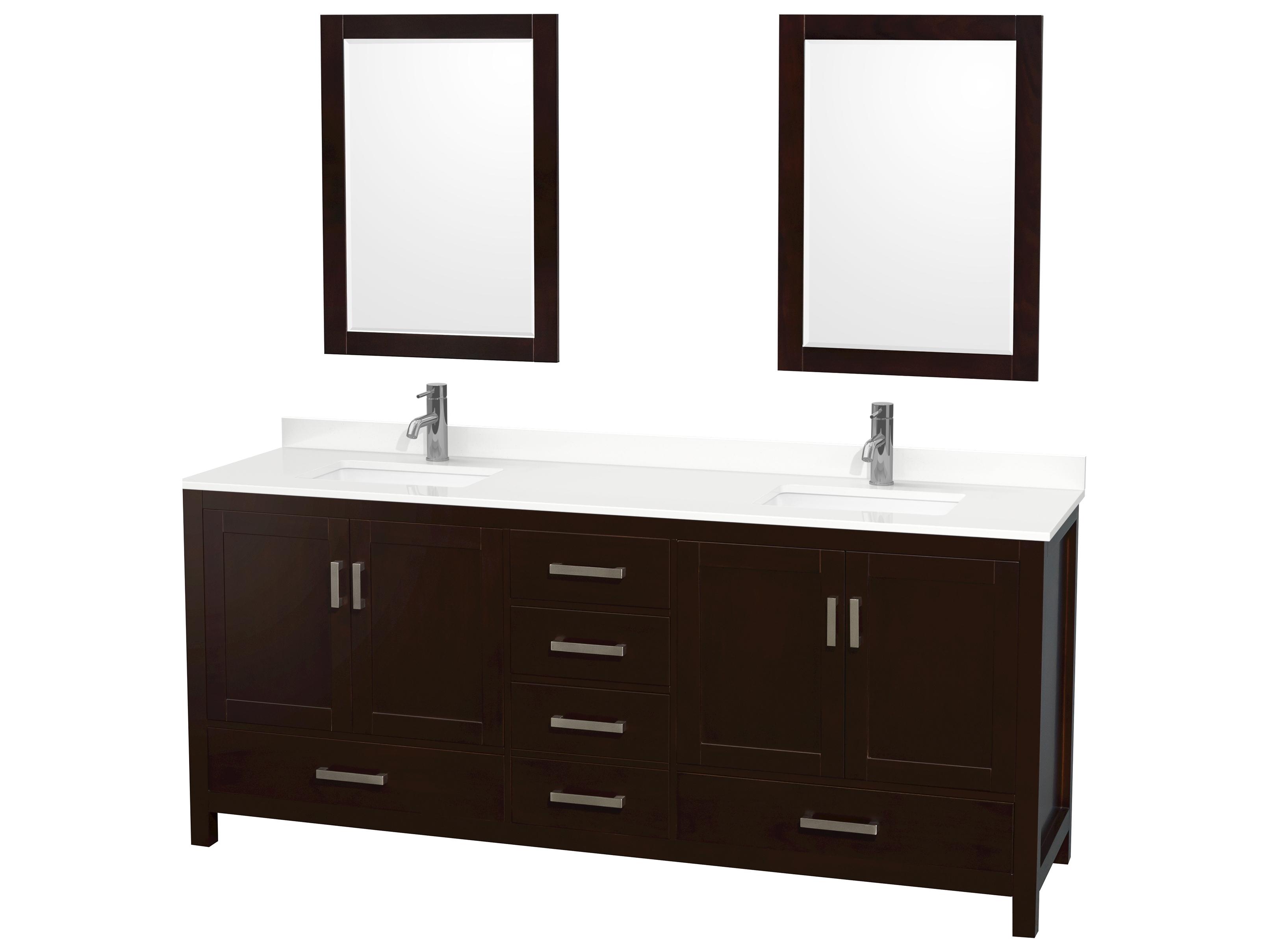 Wyndham Collection Sheffield 80" Espresso Vanity with 24" Mirror
