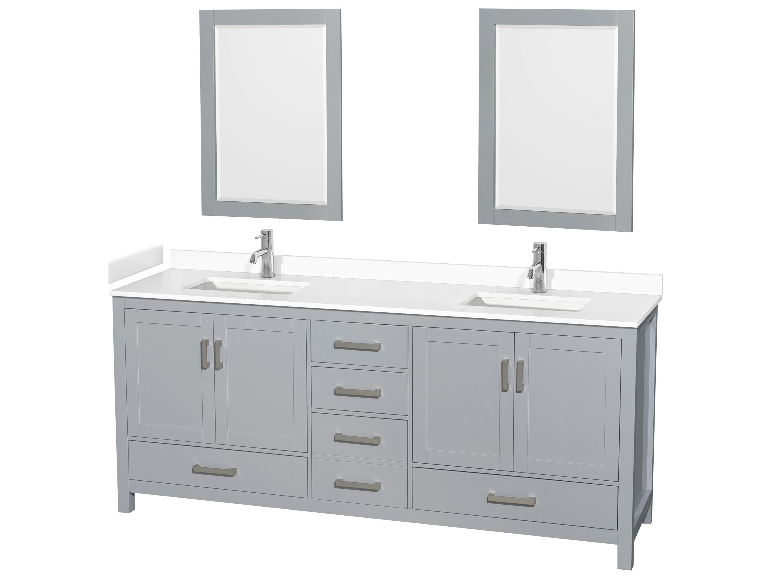 Wyndham Collection Sheffield 80" Gray Vanity with 24" Mirror