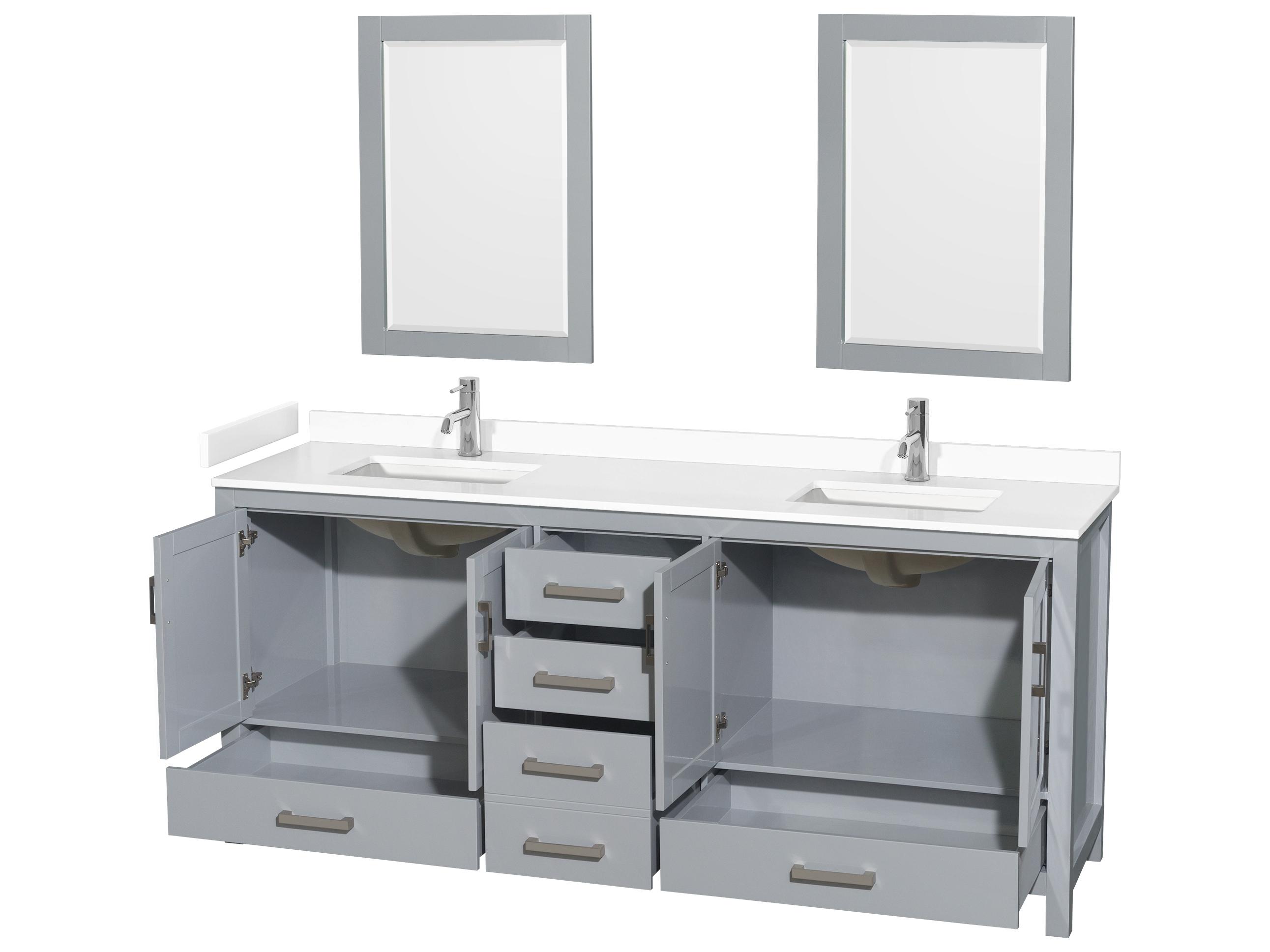 Wyndham Collection Sheffield 80" Gray Vanity with 24" Mirror