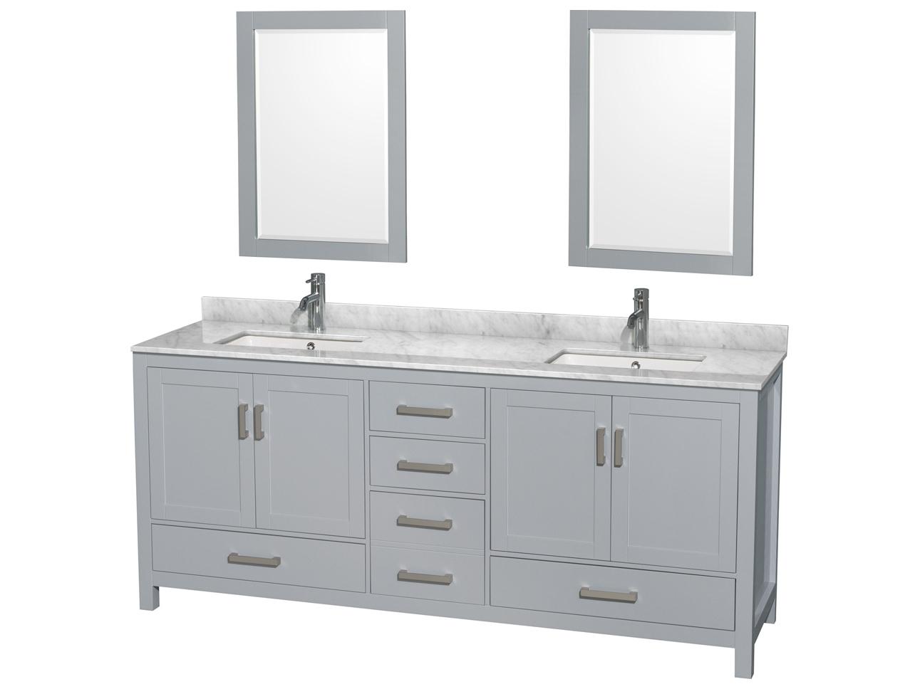 Wyndham Collection Sheffield 80" Gray Vanity with 24" Mirror