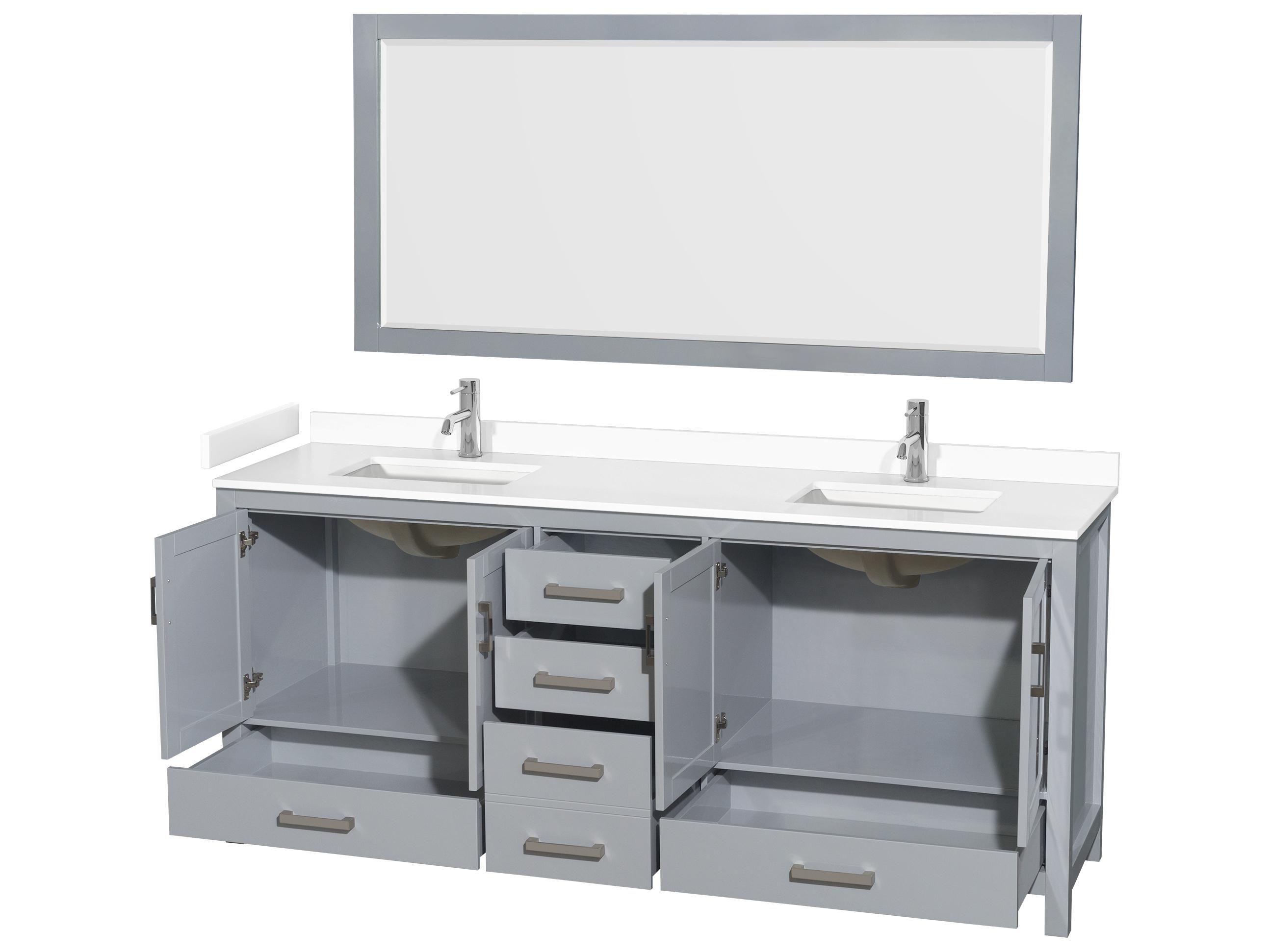 Wyndham Collection Sheffield 80" Gray Vanity with 70" Mirror