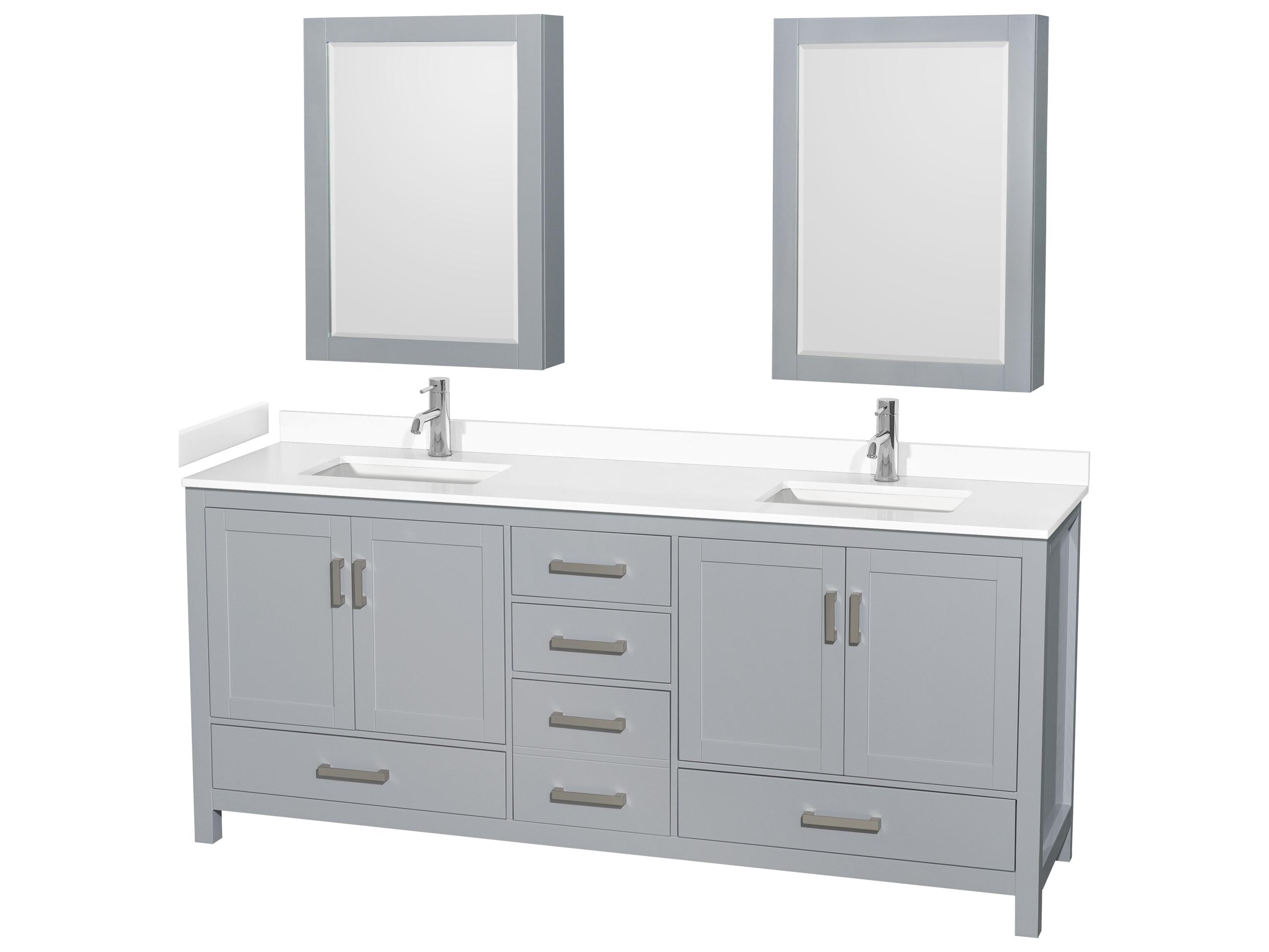 Wyndham Collection Sheffield 80" Gray Vanity with Medicine Cabinet