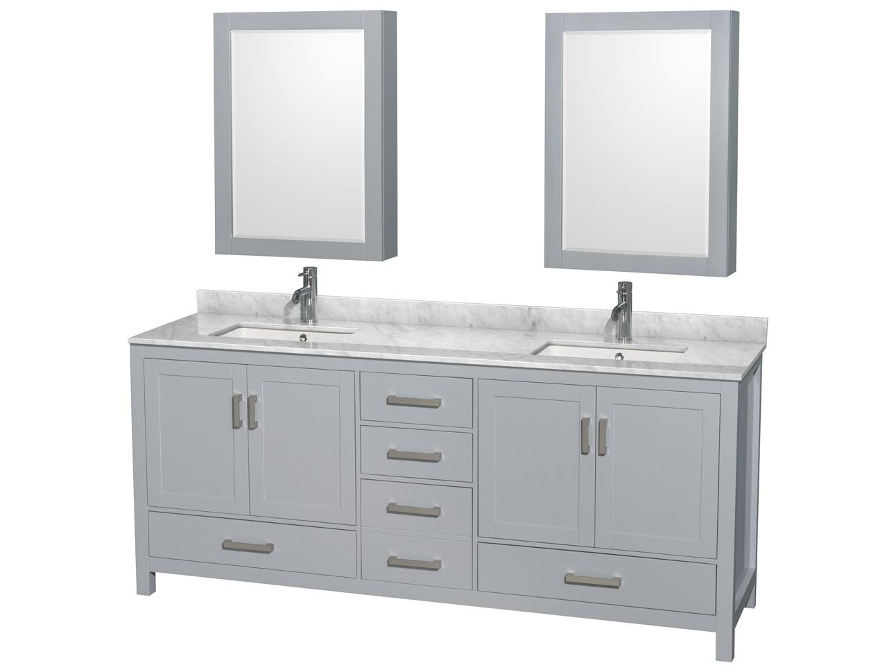 Wyndham Collection Sheffield 80" Gray Vanity with Medicine Cabinet