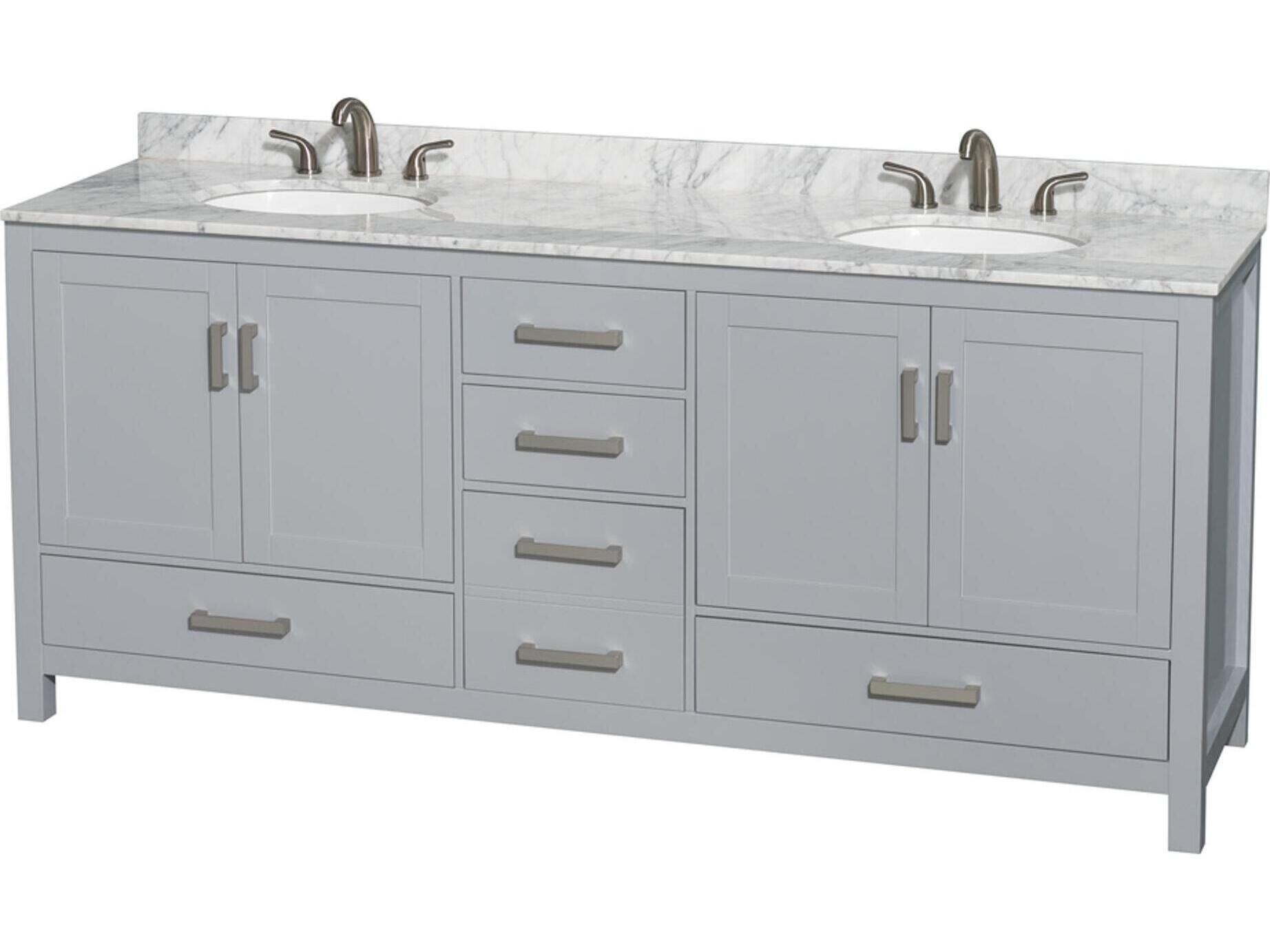 Wyndham Collection Sheffield 80" Gray Vanity