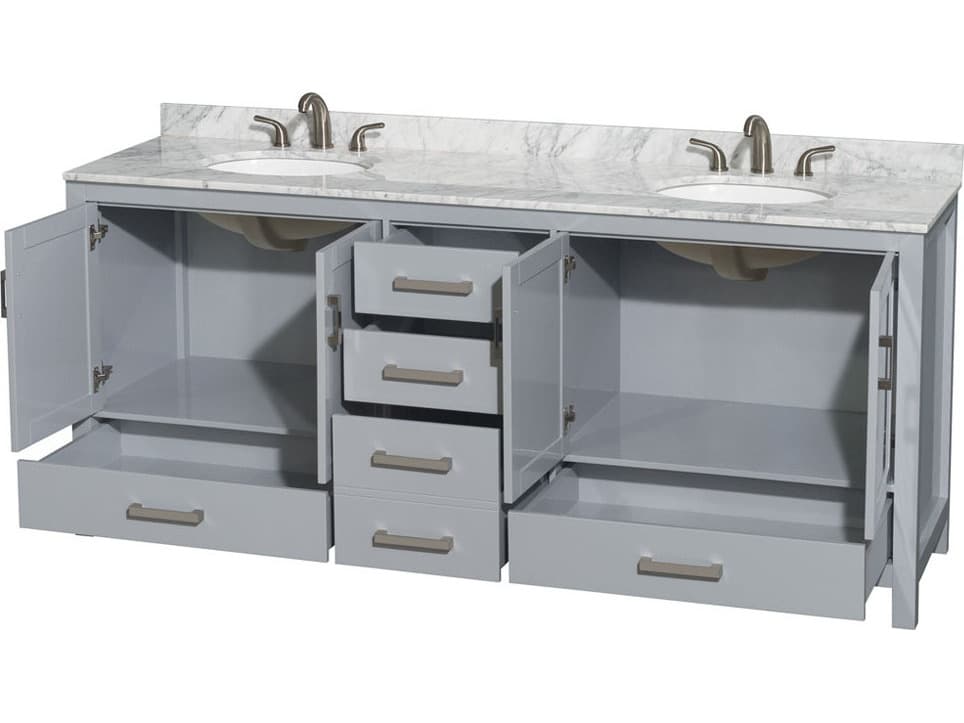 Wyndham Collection Sheffield 80" Gray Vanity