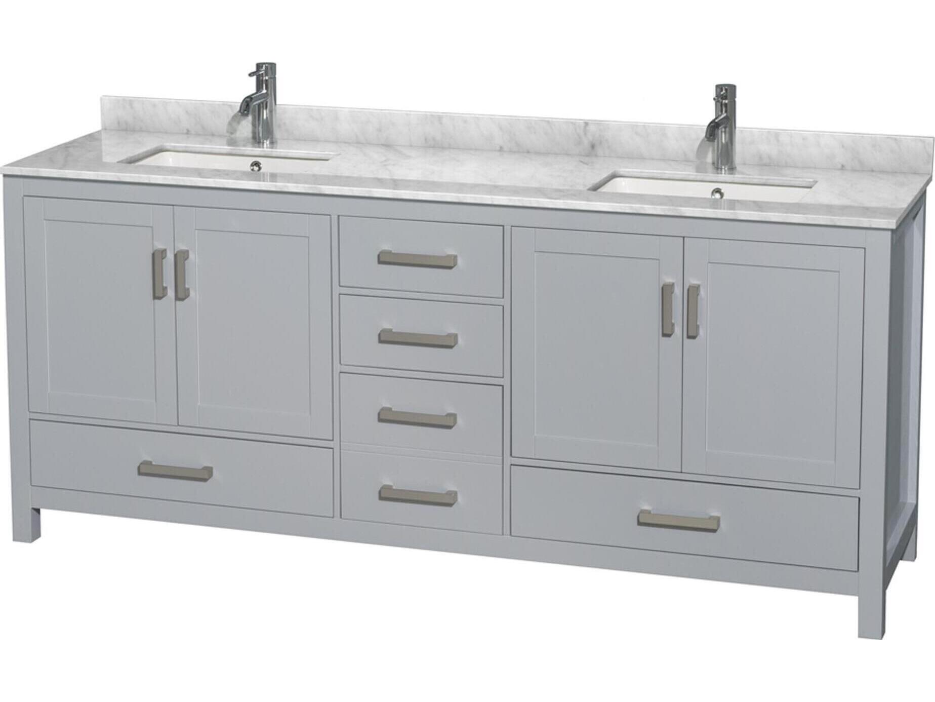 Wyndham Collection Sheffield 80" Gray Vanity