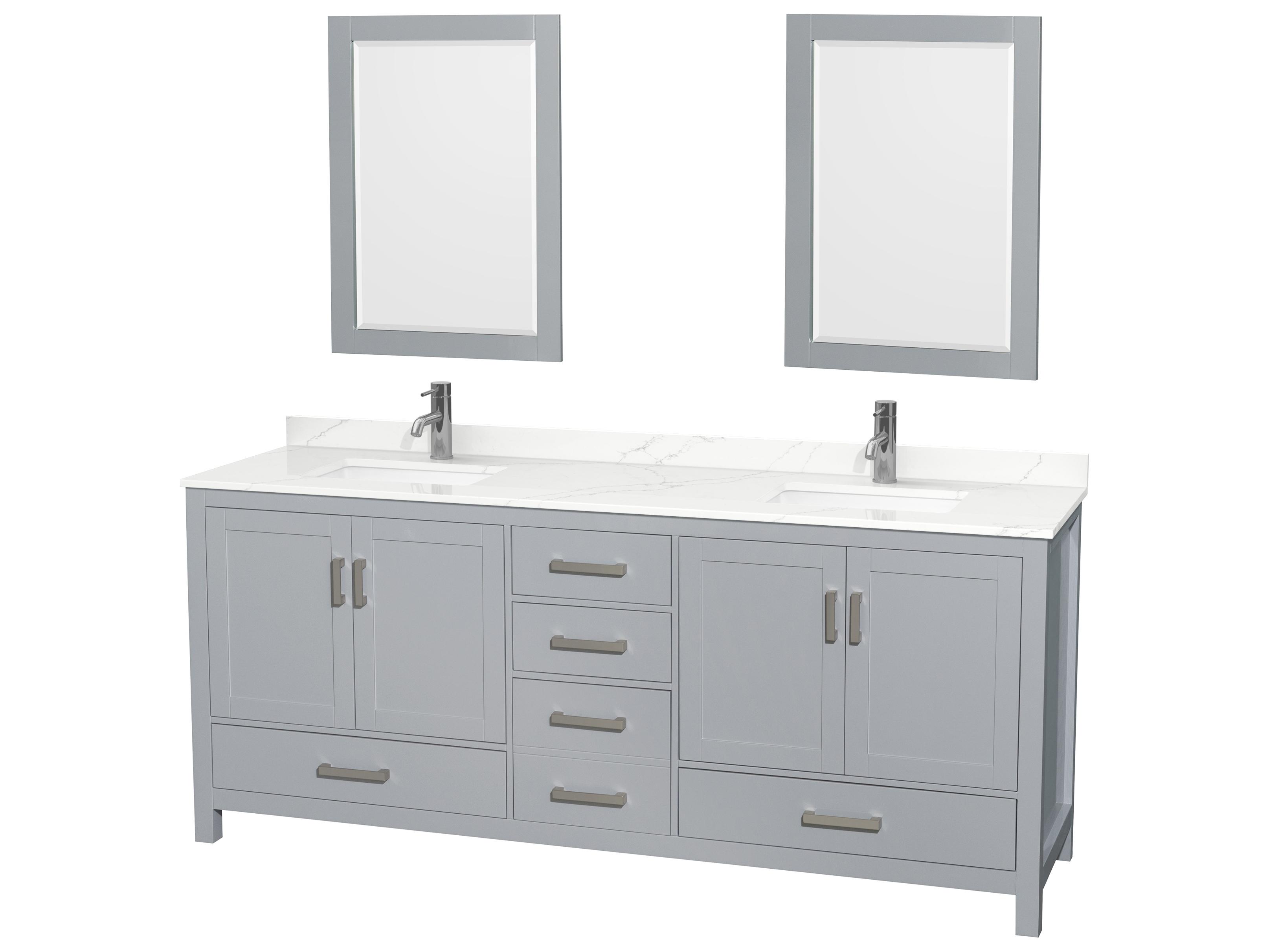 Wyndham Collection Sheffield 80" Gray Vanity with 24" Mirror
