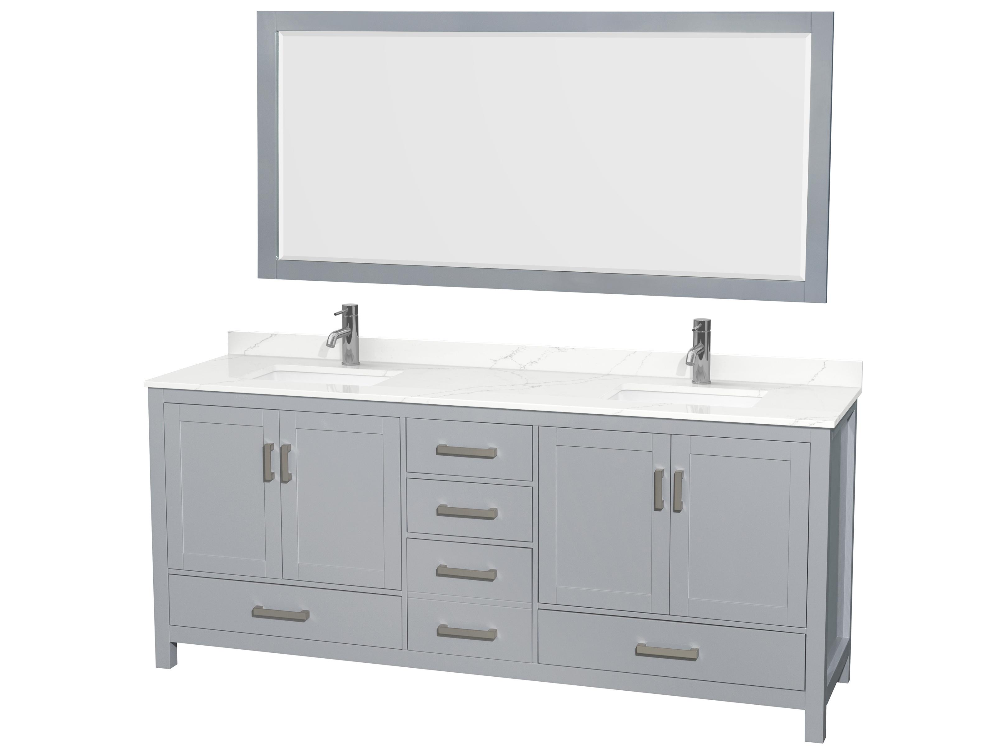 Wyndham Collection Sheffield 80" Gray Vanity with 70" Mirror