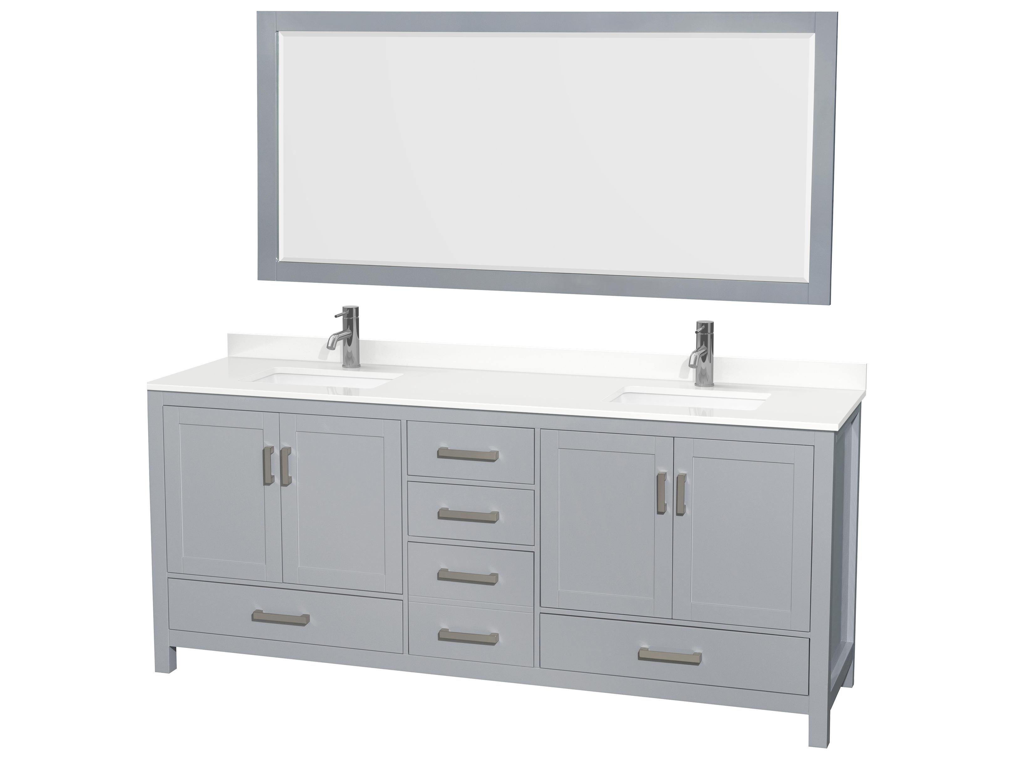 Wyndham Collection Sheffield 80" Gray Vanity with 70" Mirror