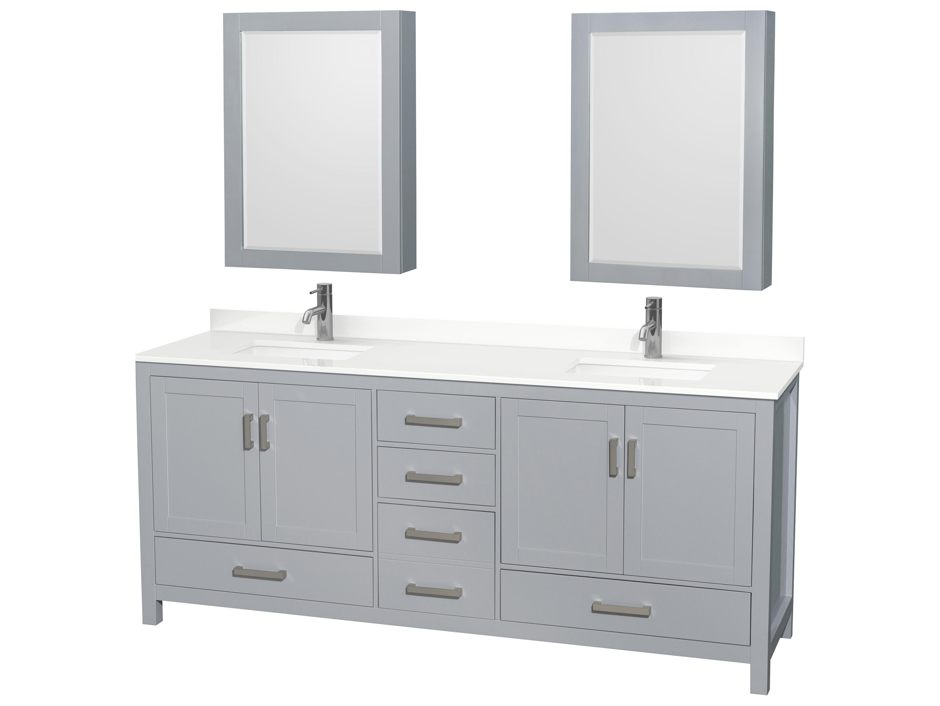 Wyndham Collection Sheffield 80" Gray Vanity with Medicine Cabinet