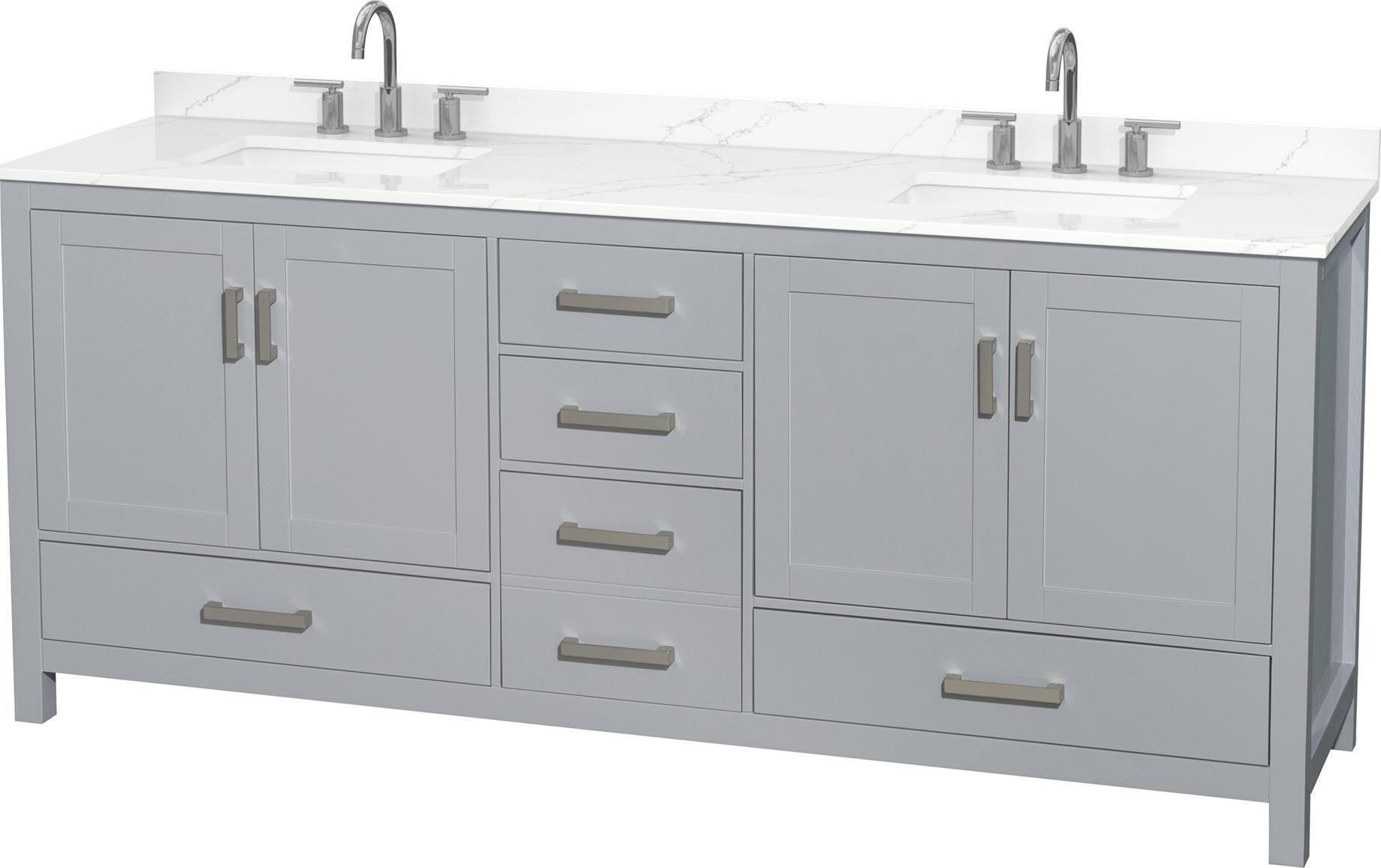 Wyndham Collection Sheffield 80" Gray Vanity