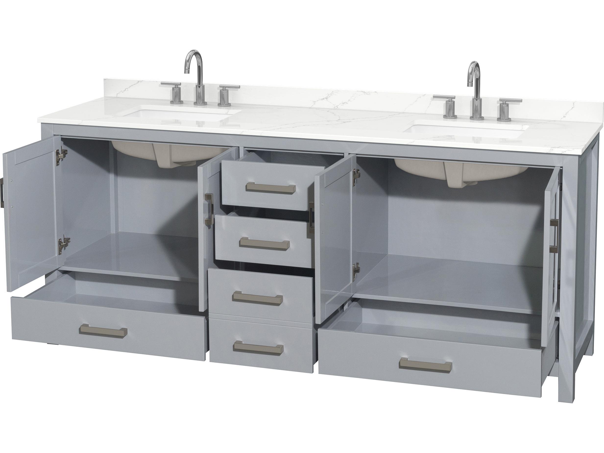 Wyndham Collection Sheffield 80" Gray Vanity