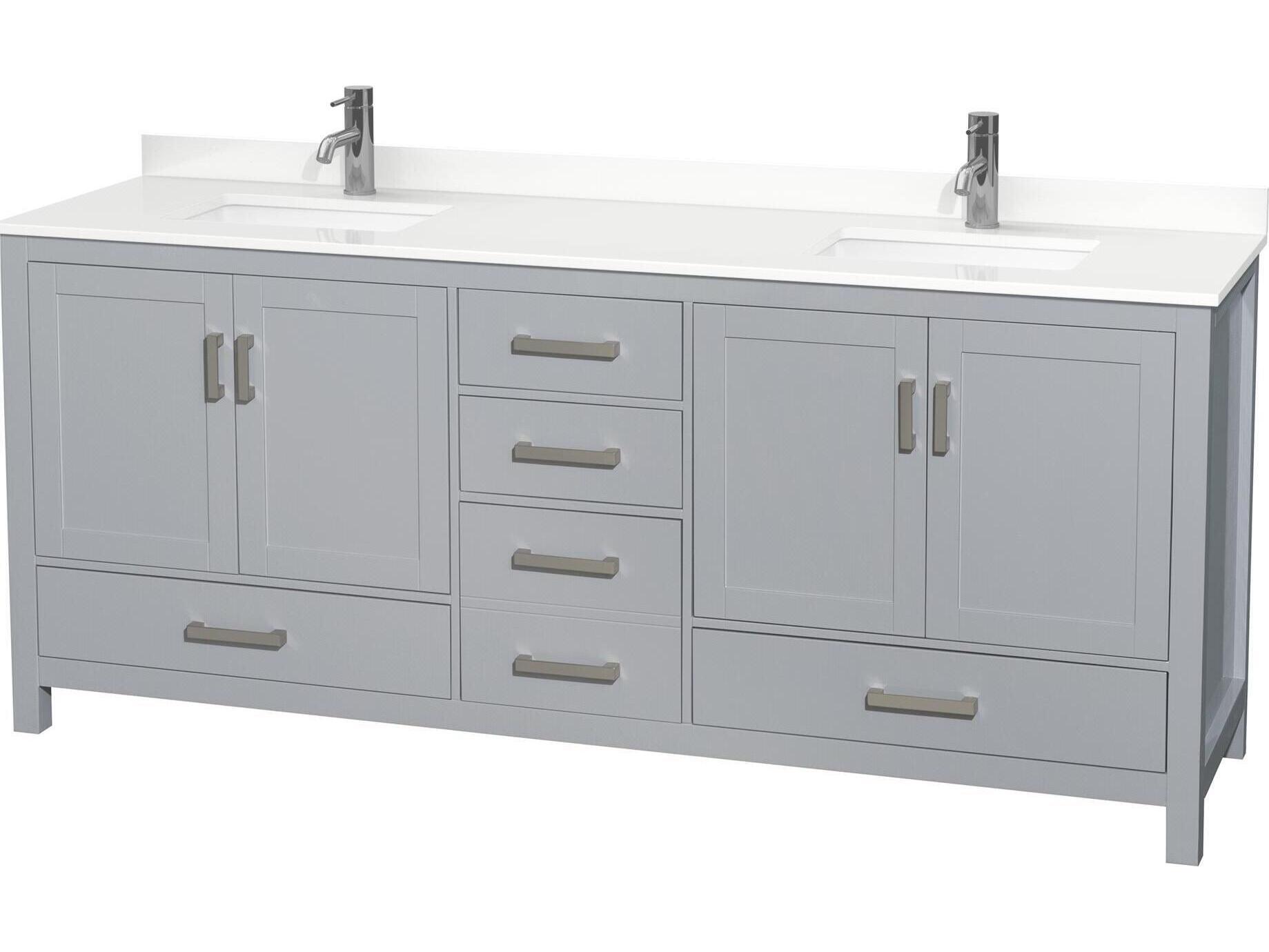 Wyndham Collection Sheffield 80" Gray Vanity