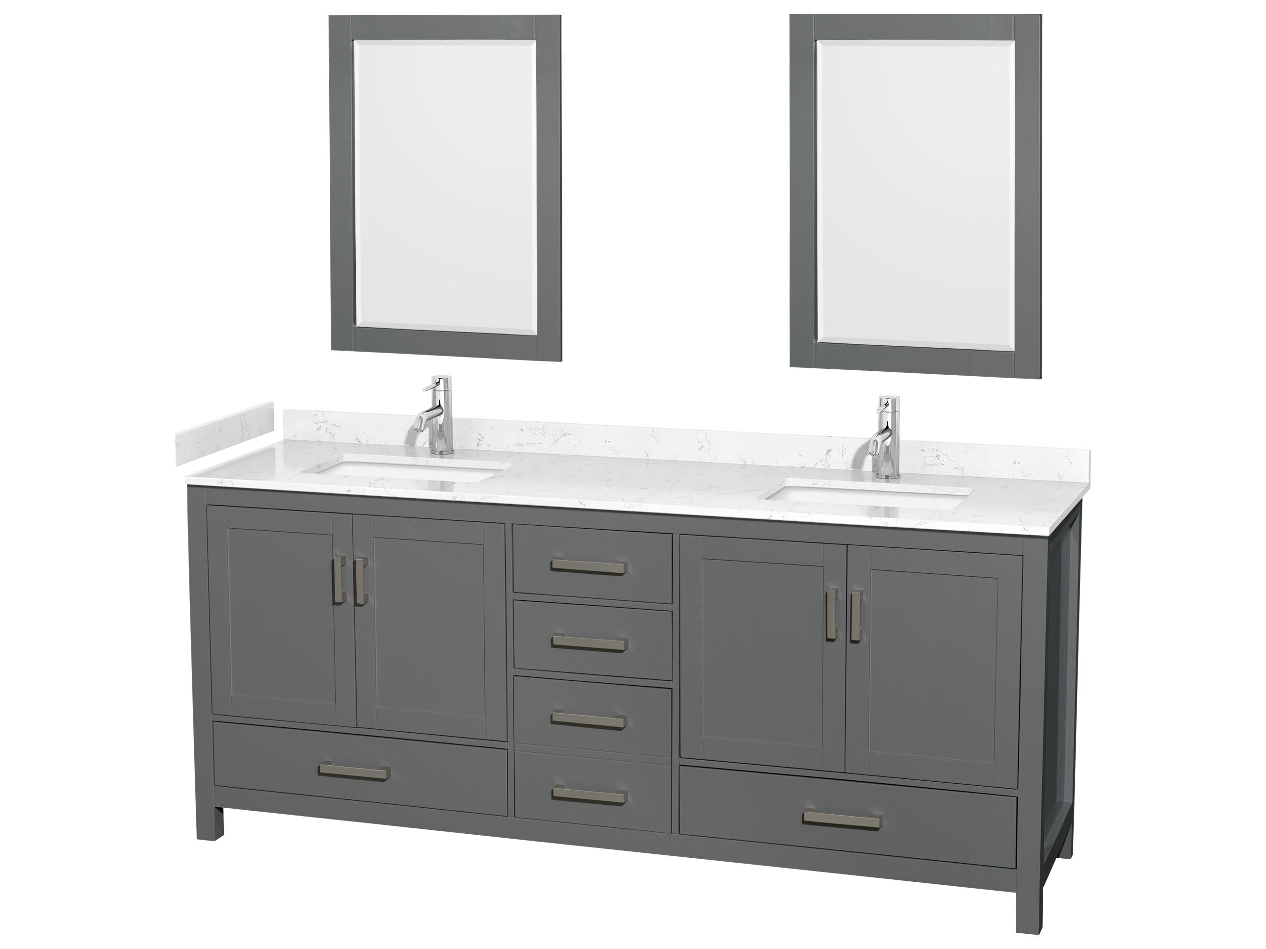 Wyndham Collection Sheffield 80" Dark Gray Vanity with 24" Mirror