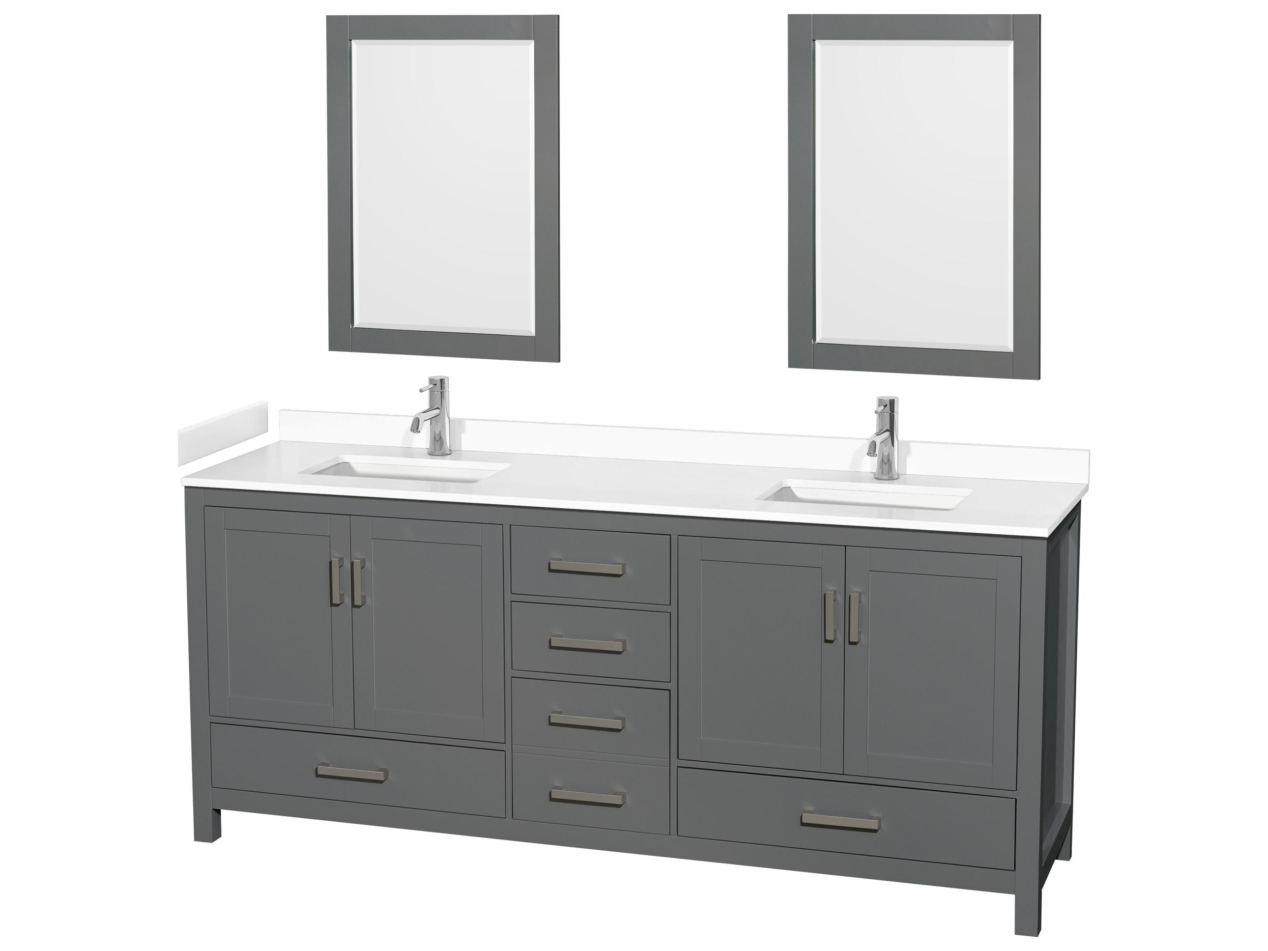 Wyndham Collection Sheffield 80" Dark Gray Vanity with 24" Mirror