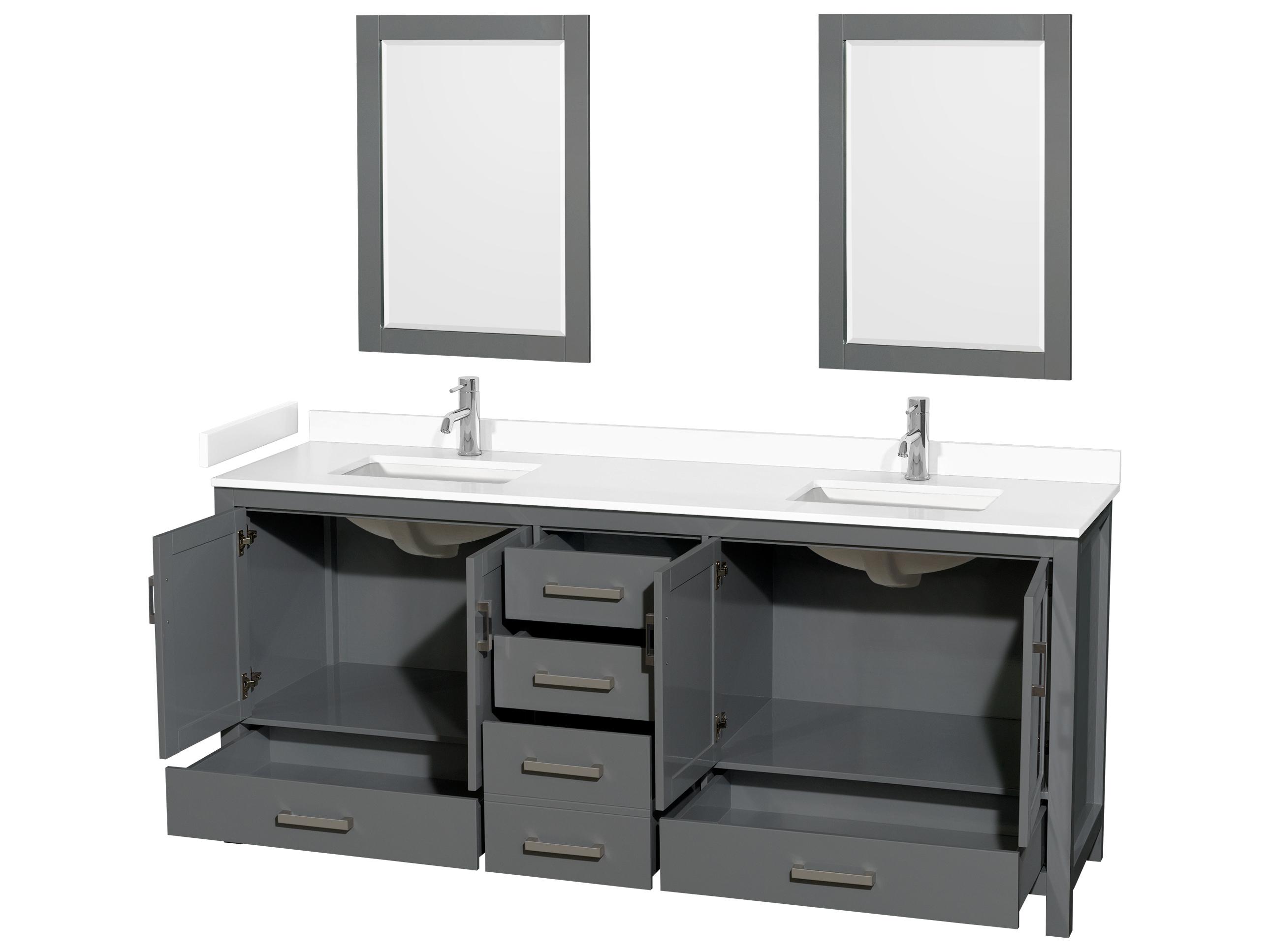 Wyndham Collection Sheffield 80" Dark Gray Vanity with 24" Mirror