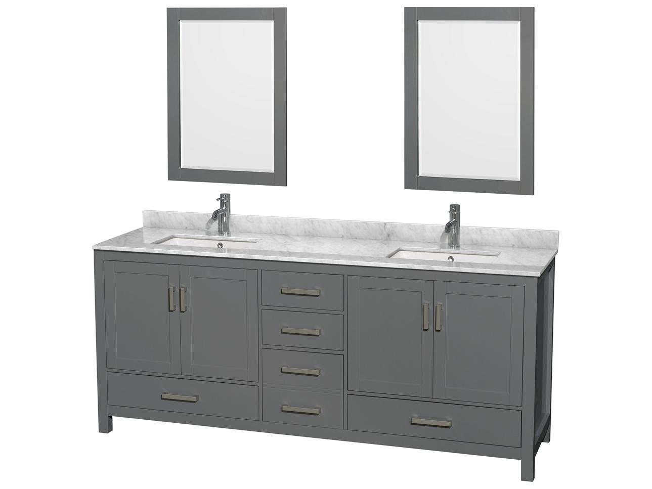 Wyndham Collection Sheffield 80" Dark Gray Vanity with 24" Mirror
