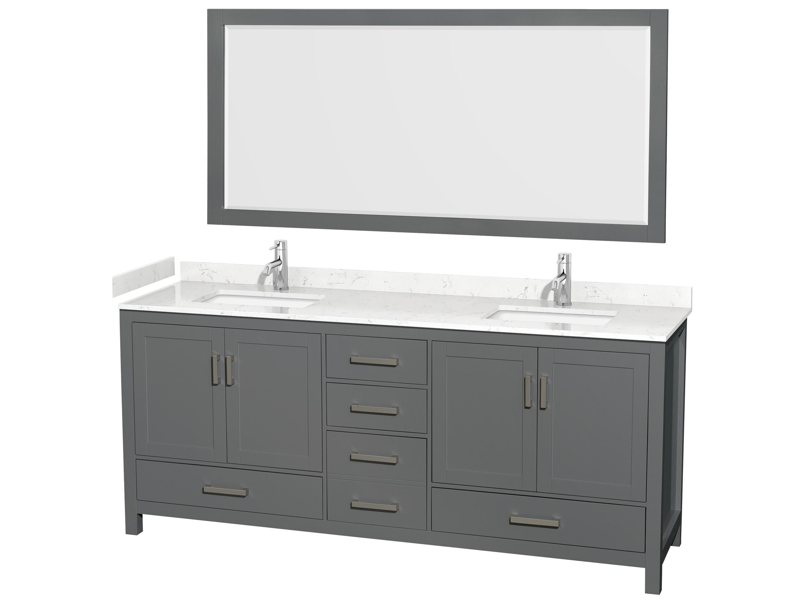 Wyndham Collection Sheffield 80" Dark Gray Vanity with 70" Mirror