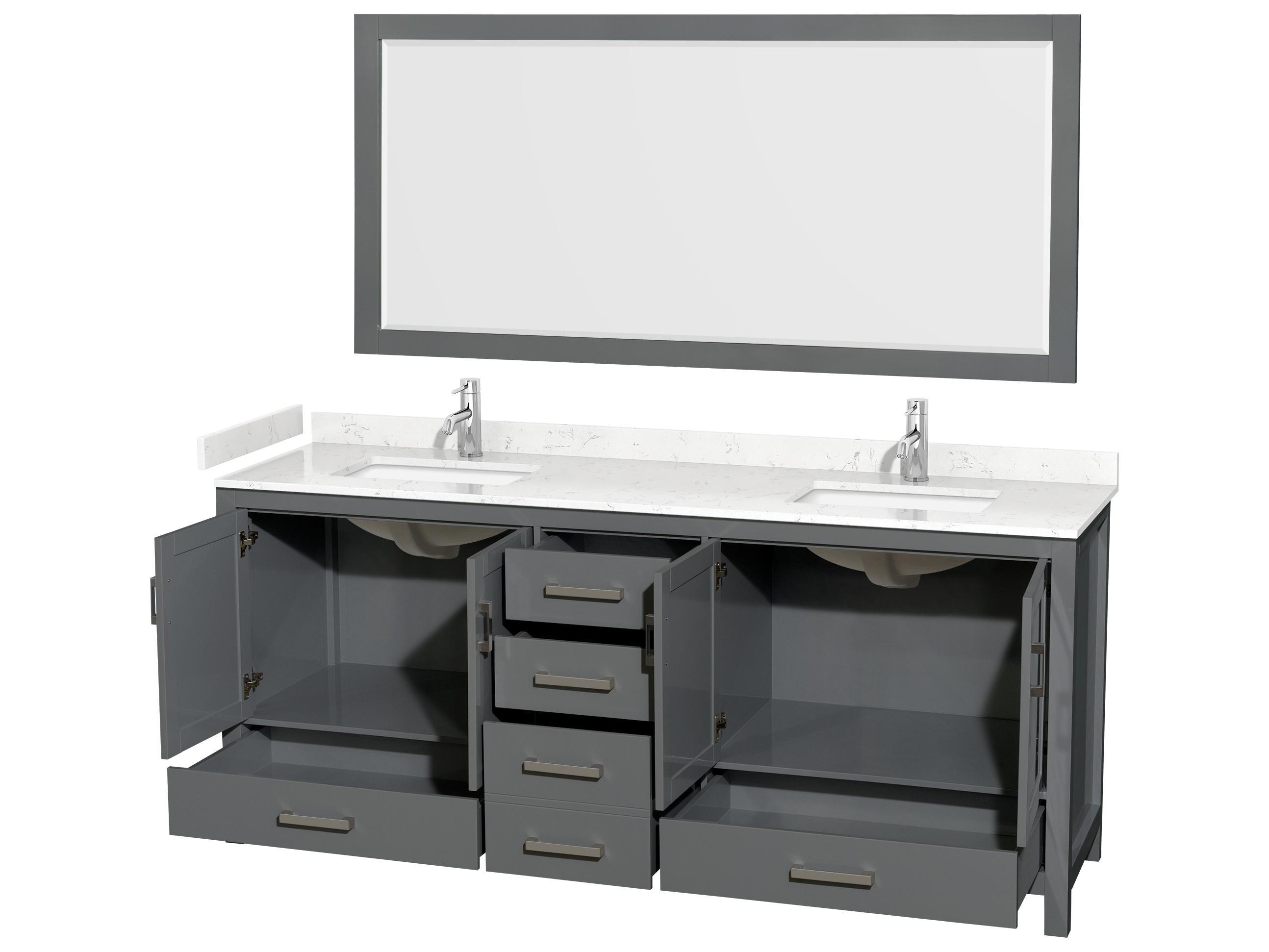 Wyndham Collection Sheffield 80" Dark Gray Vanity with 70" Mirror