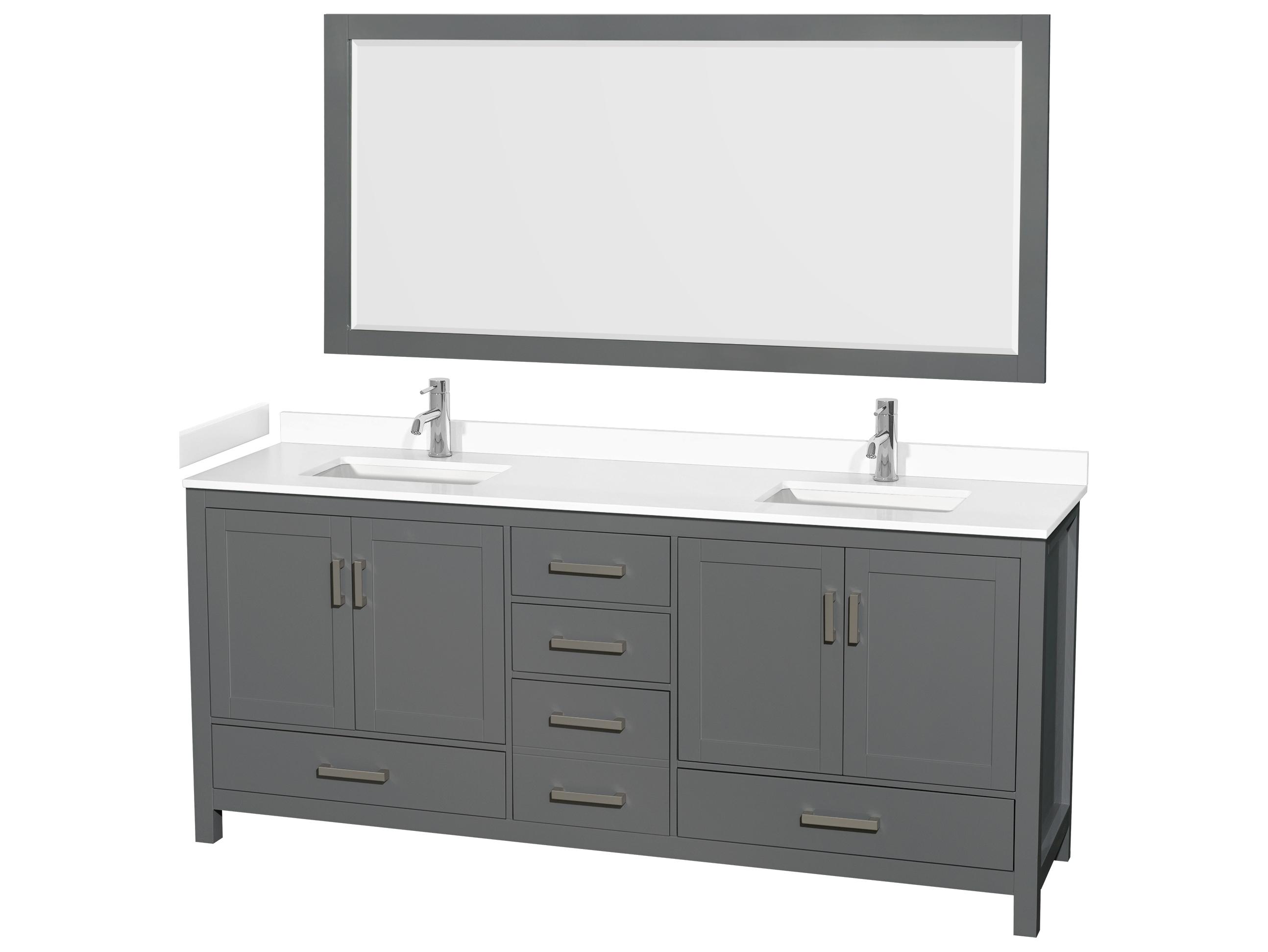 Wyndham Collection Sheffield 80" Dark Gray Vanity with 70" Mirror