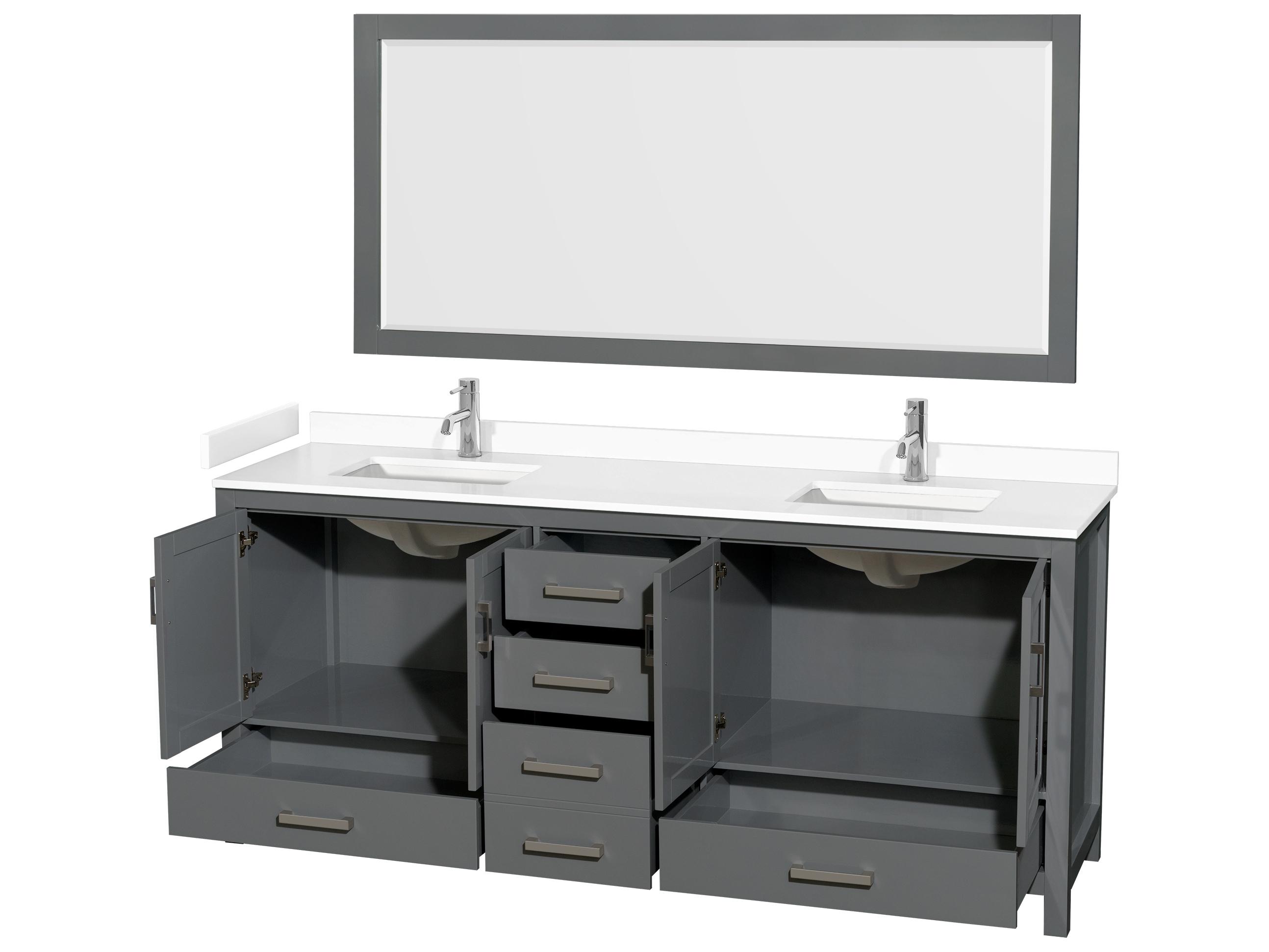Wyndham Collection Sheffield 80" Dark Gray Vanity with 70" Mirror
