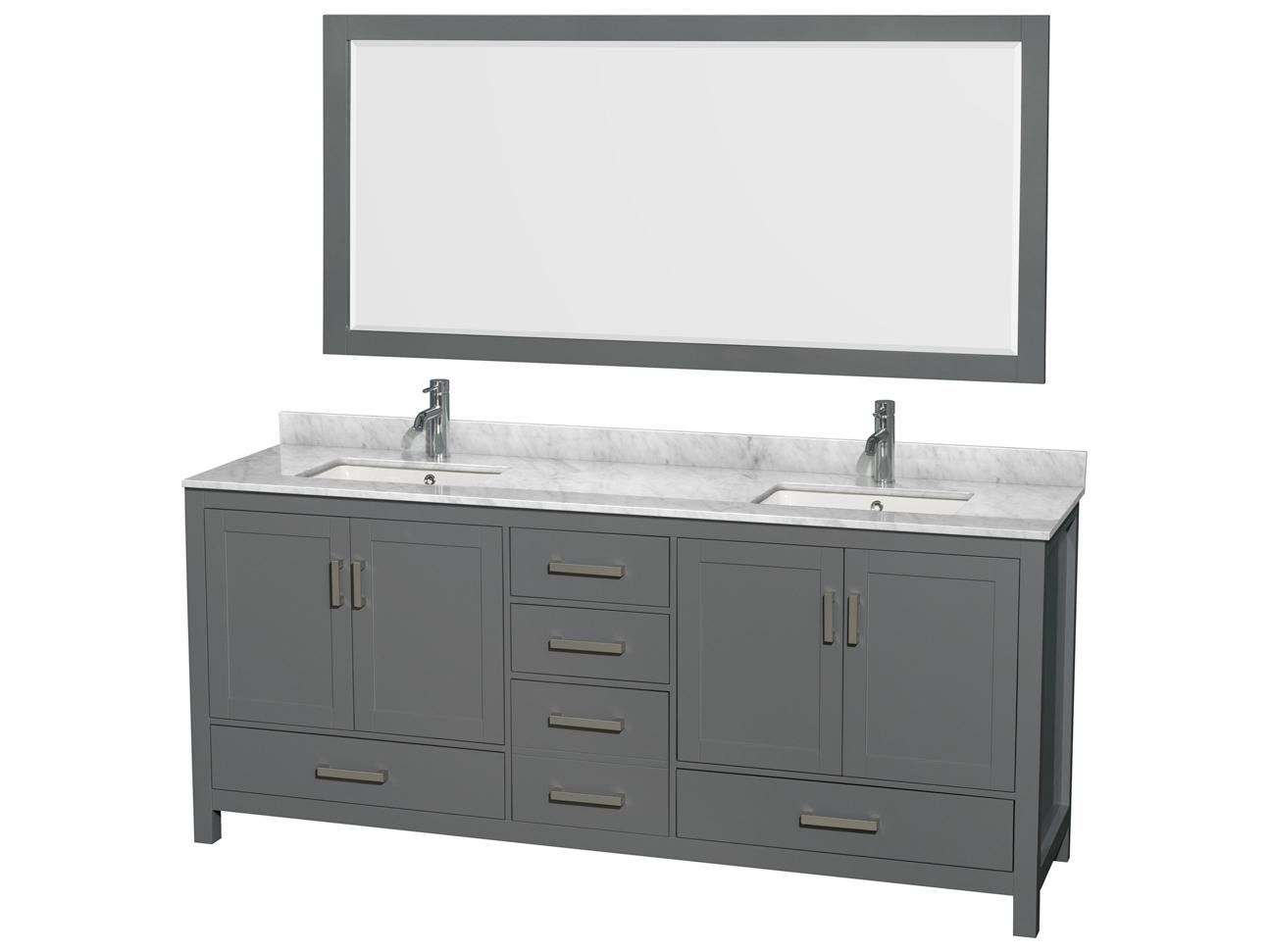 Wyndham Collection Sheffield 80" Dark Gray Vanity with 70" Mirror