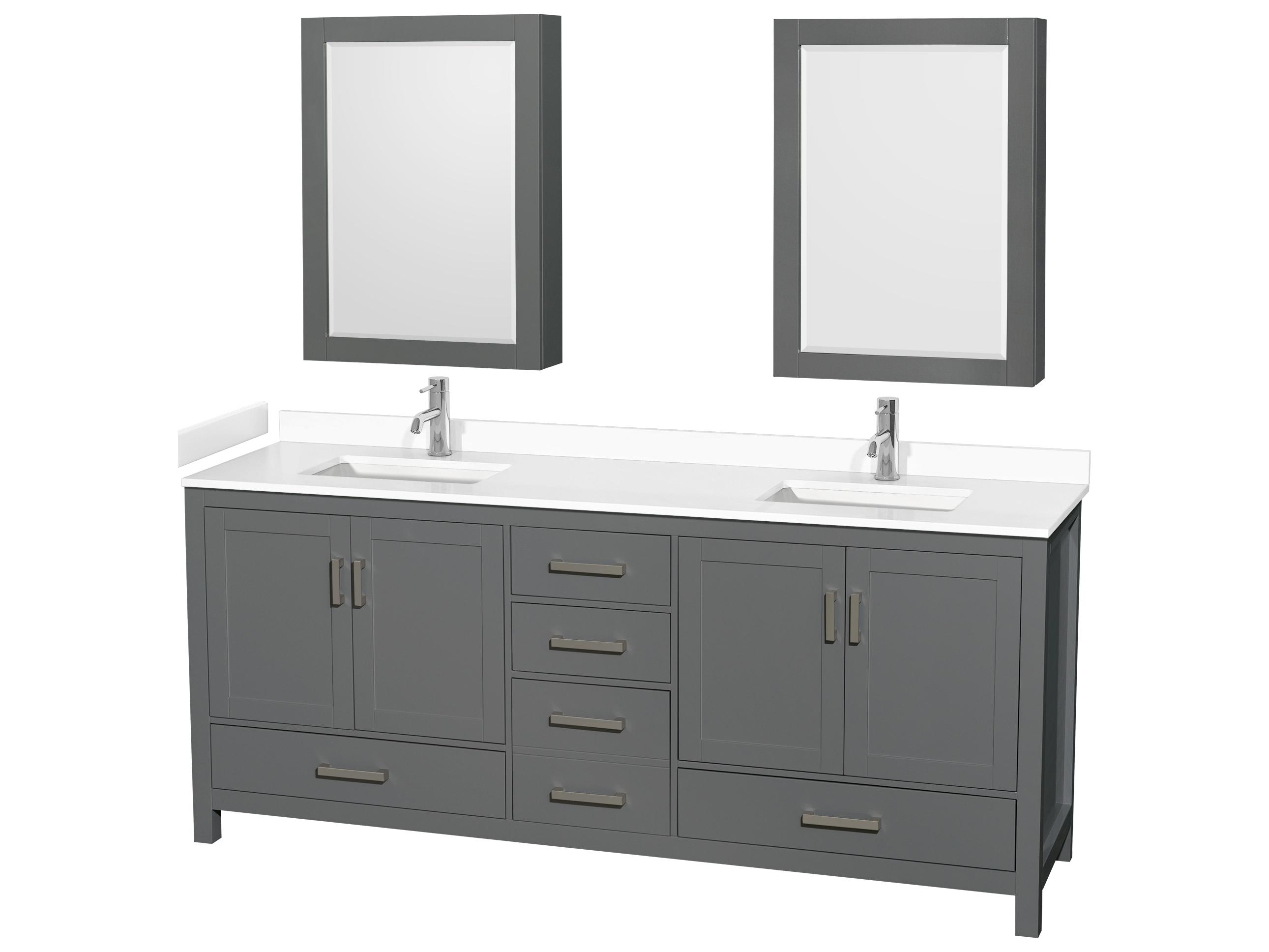 Wyndham Collection Sheffield 80" Dark Gray Vanity with Medicine Cabinet