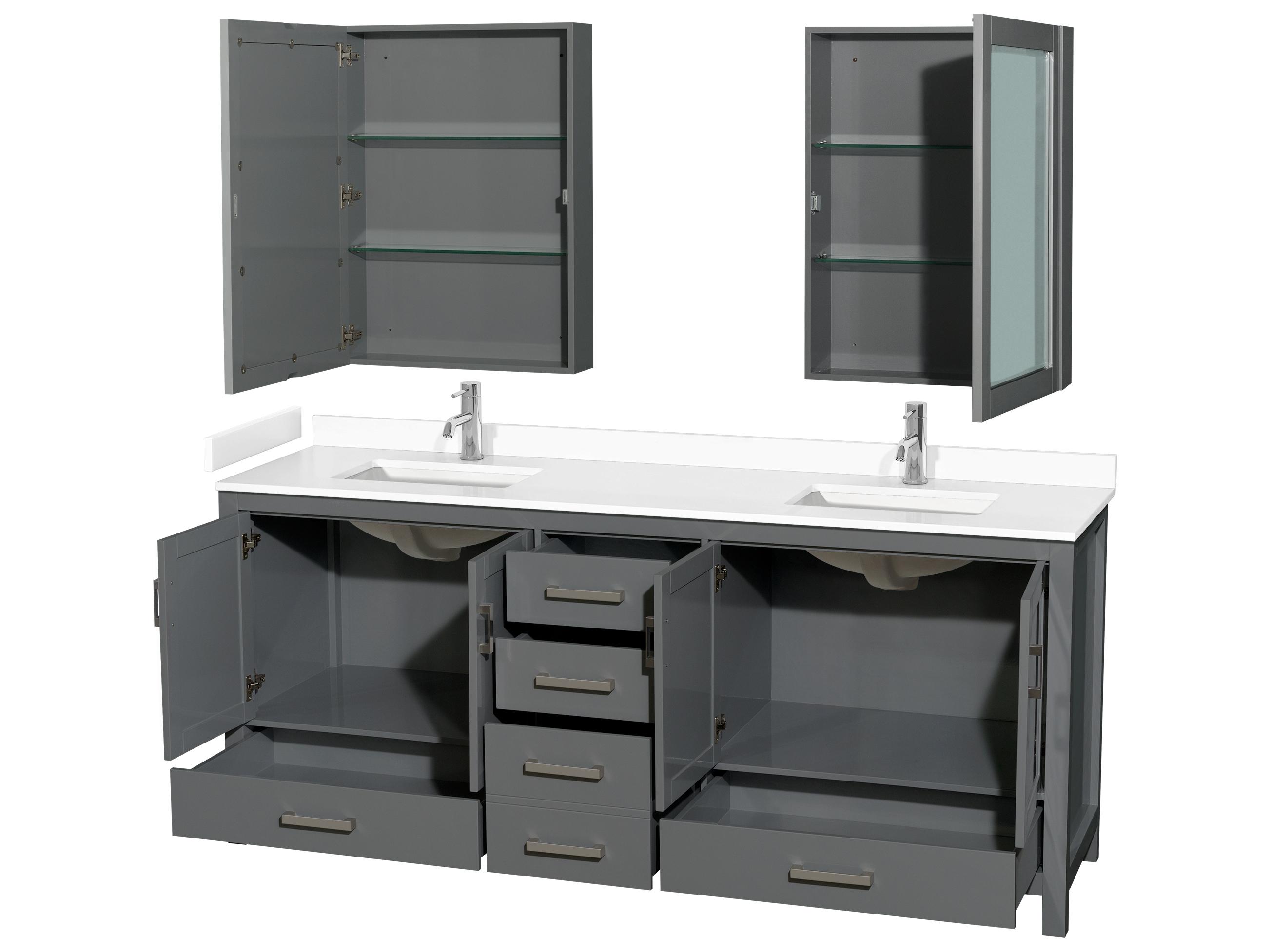 Wyndham Collection Sheffield 80" Dark Gray Vanity with Medicine Cabinet