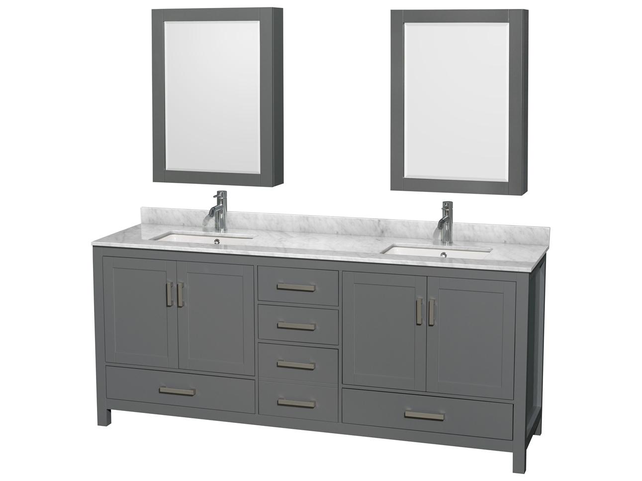 Wyndham Collection Sheffield 80" Dark Gray Vanity with Medicine Cabinet