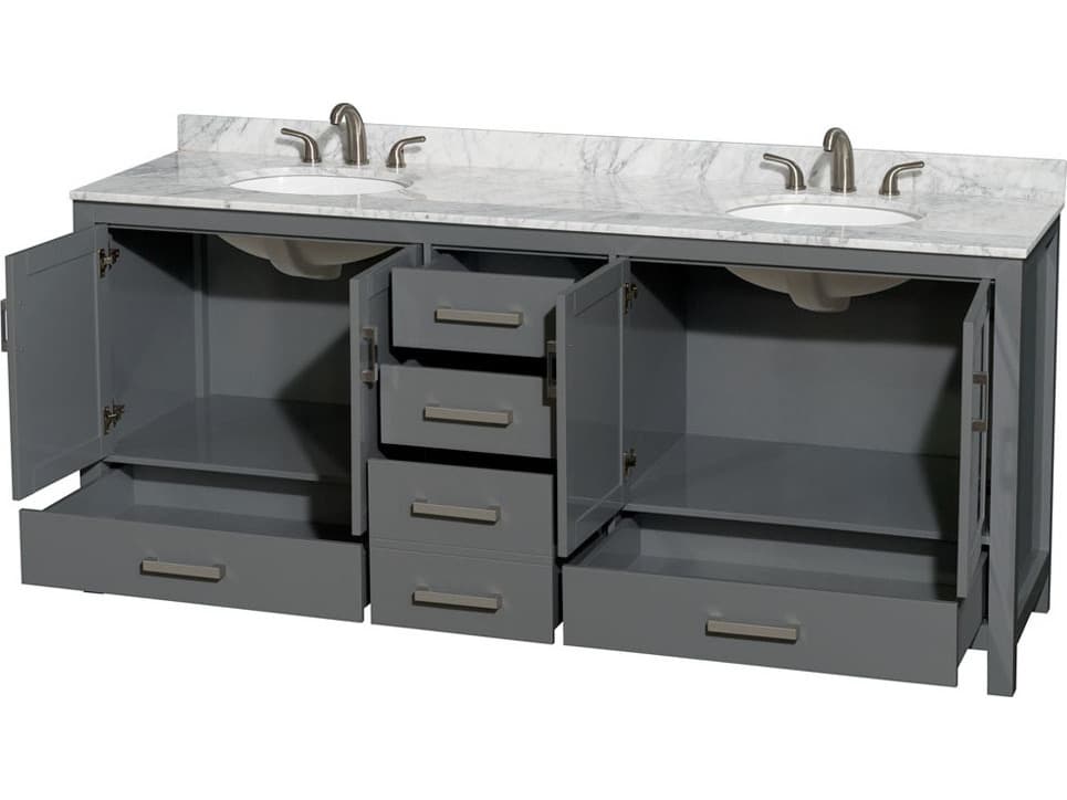 Wyndham Collection Sheffield 80" Dark Gray Vanity