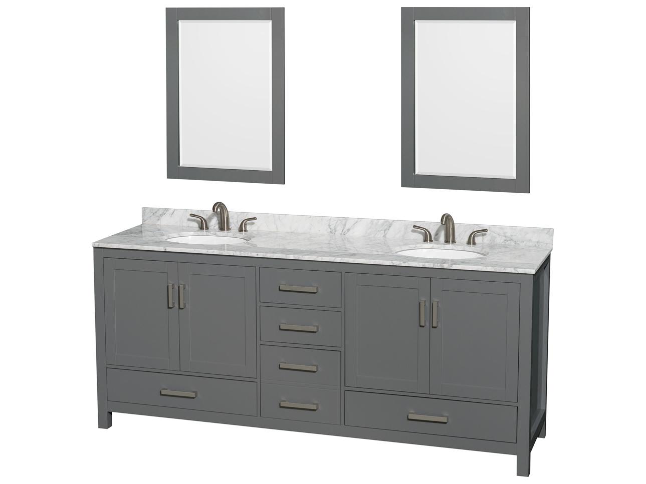 Wyndham Collection Sheffield 80" Dark Gray Vanity