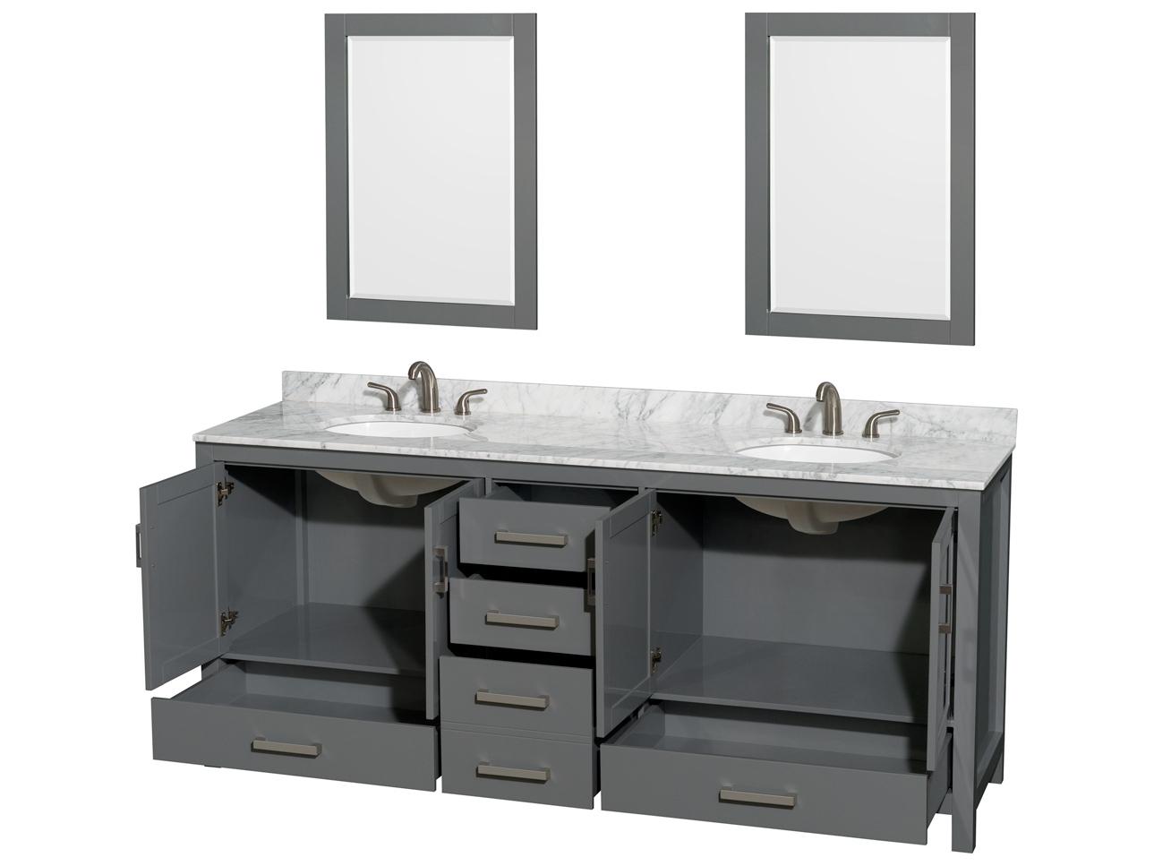 Wyndham Collection Sheffield 80" Dark Gray Vanity