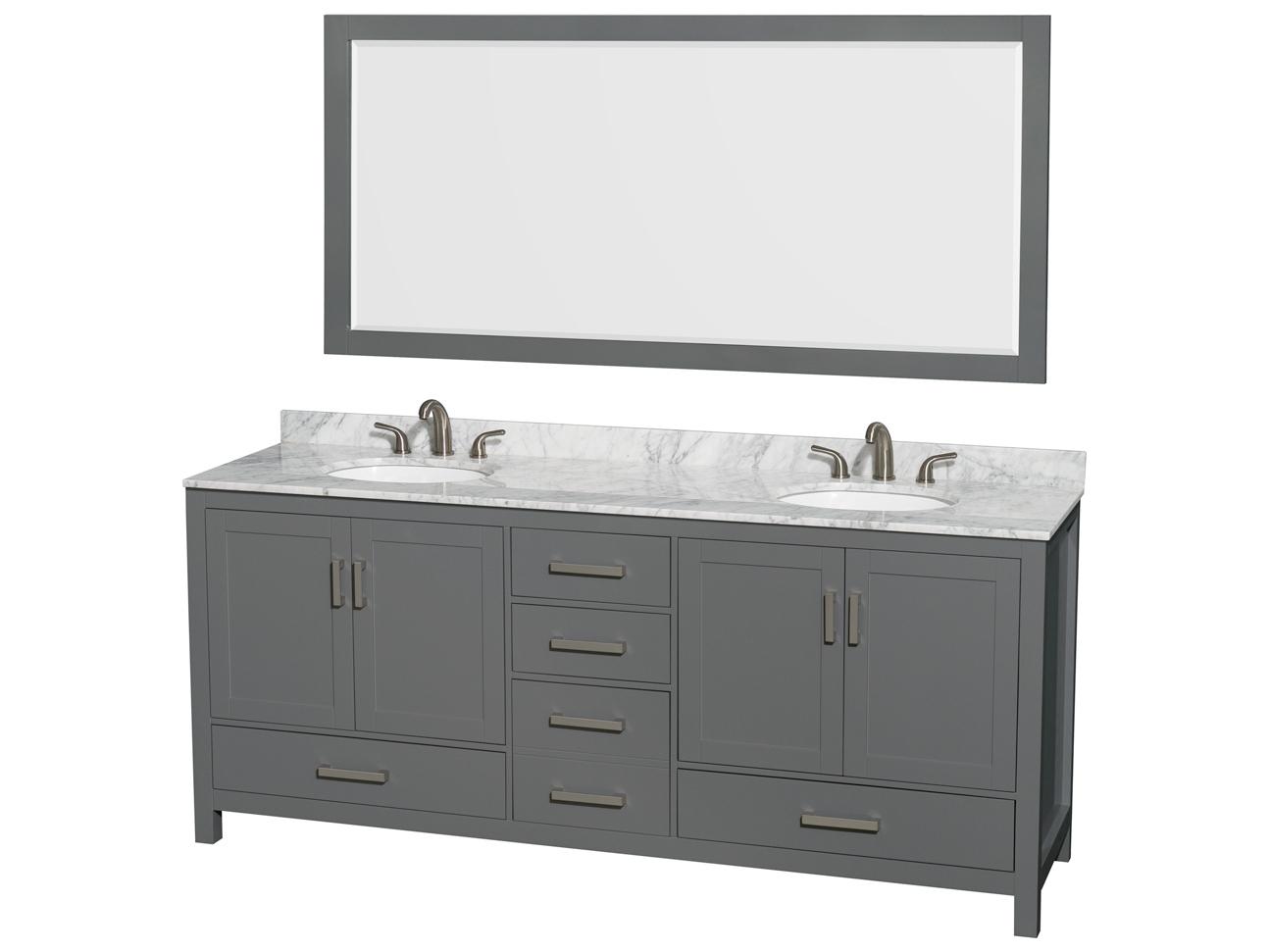 Wyndham Collection Sheffield 80" Dark Gray Vanity