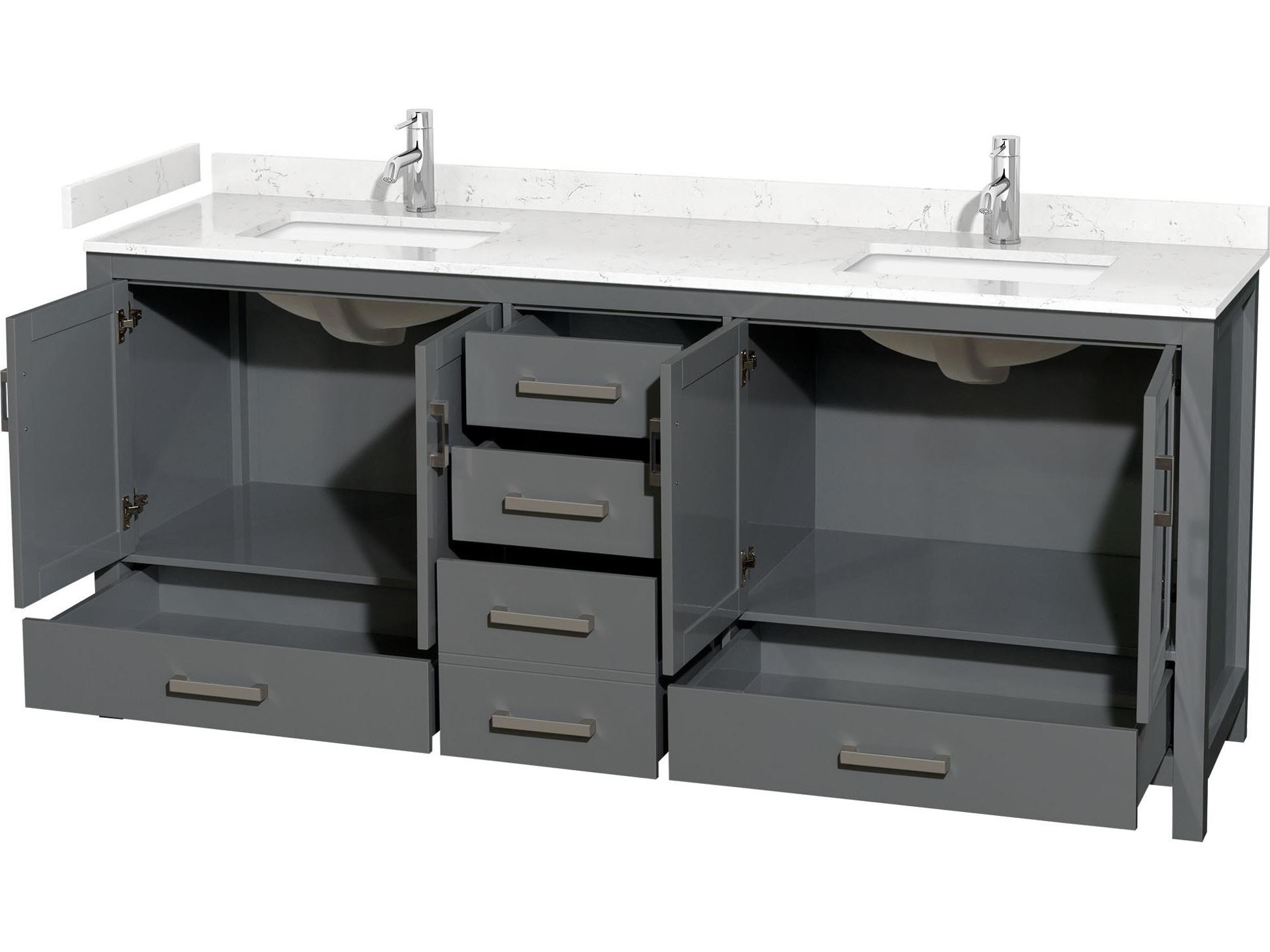 Wyndham Collection Sheffield 80" Dark Gray Vanity