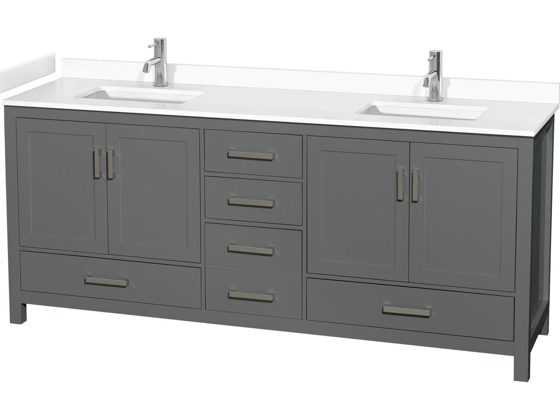 Wyndham Collection Sheffield 80" Dark Gray Vanity