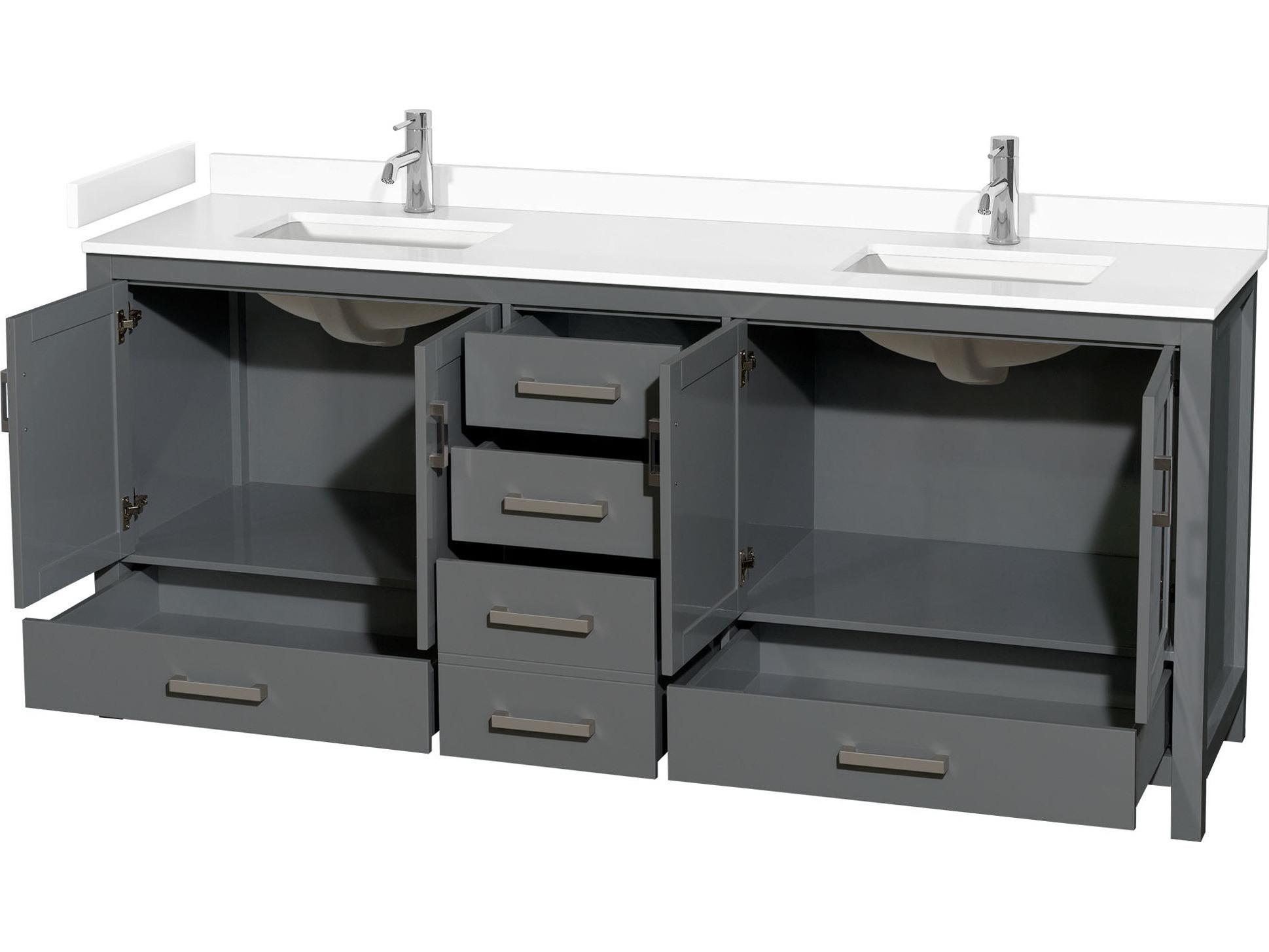 Wyndham Collection Sheffield 80" Dark Gray Vanity
