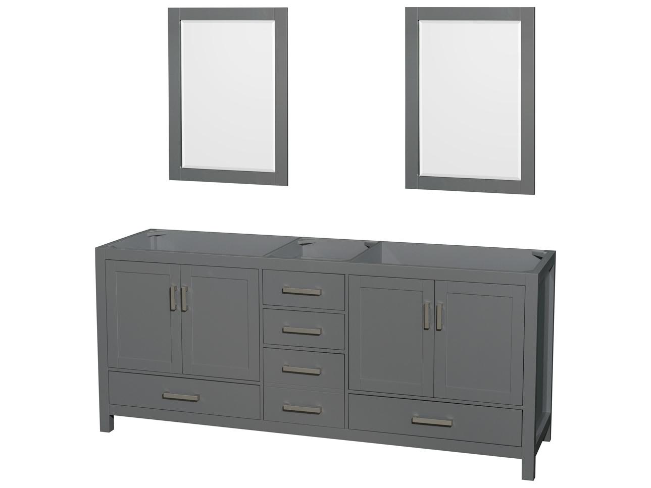 Wyndham Collection Sheffield 79" Dark Gray Vanity with 24" Mirror